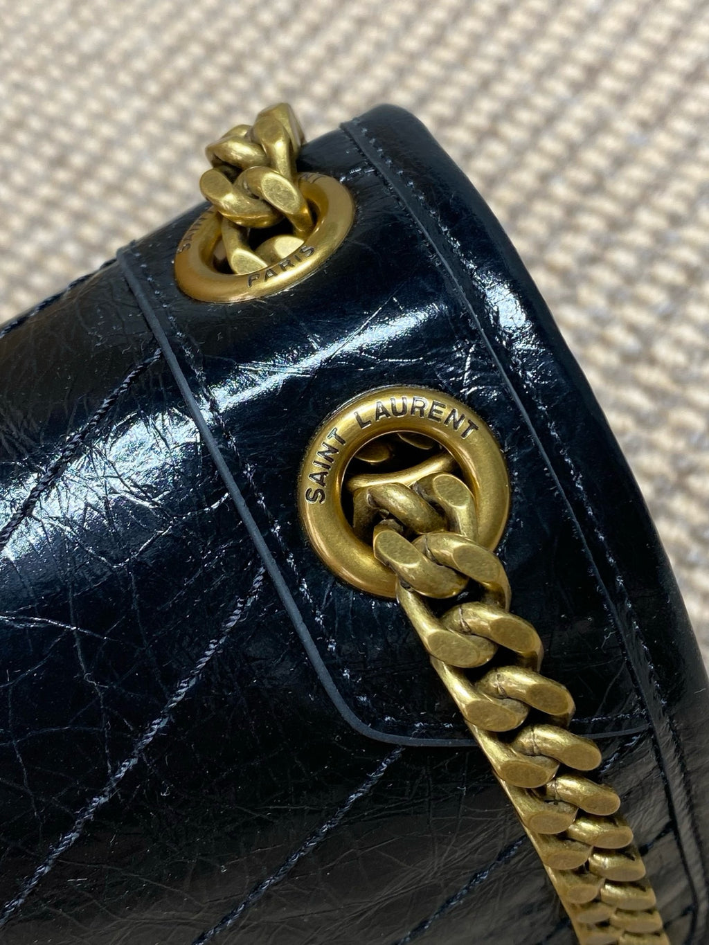 Saint Laurent Niki Medium Chain Bag in Crinkled Vintage Leather