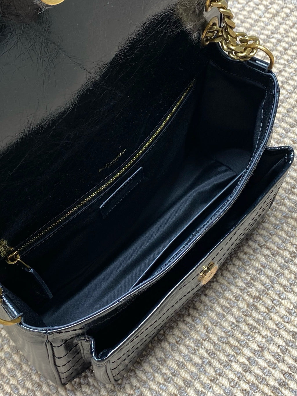 Saint Laurent Niki Medium Chain Bag in Crinkled Vintage Leather
