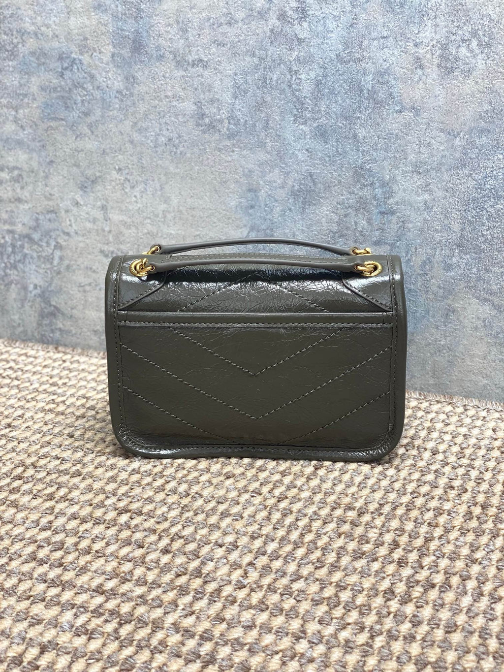 Saint Laurent Niki Mini Chain Bag in Crinkled Vintage Leather