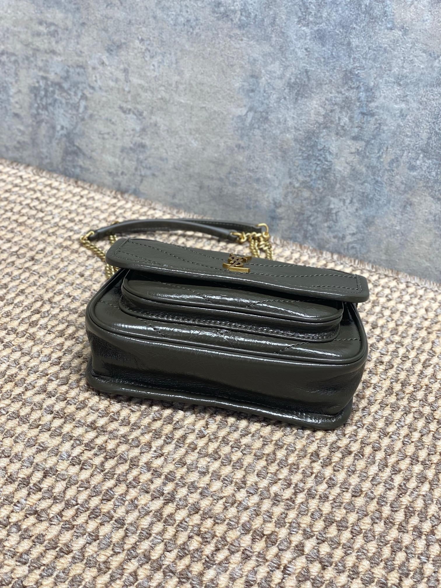 Saint Laurent Niki Mini Chain Bag in Crinkled Vintage Leather