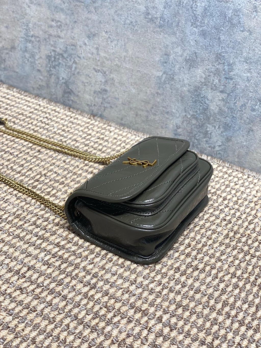 Saint Laurent Niki Mini Chain Bag in Crinkled Vintage Leather