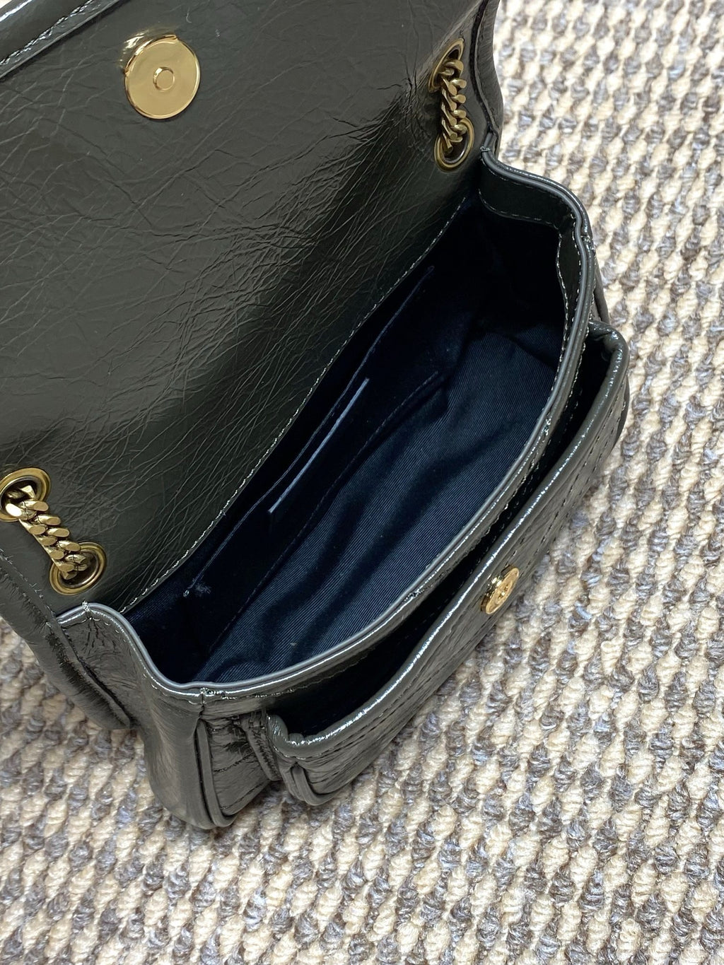 Saint Laurent Niki Mini Chain Bag in Crinkled Vintage Leather