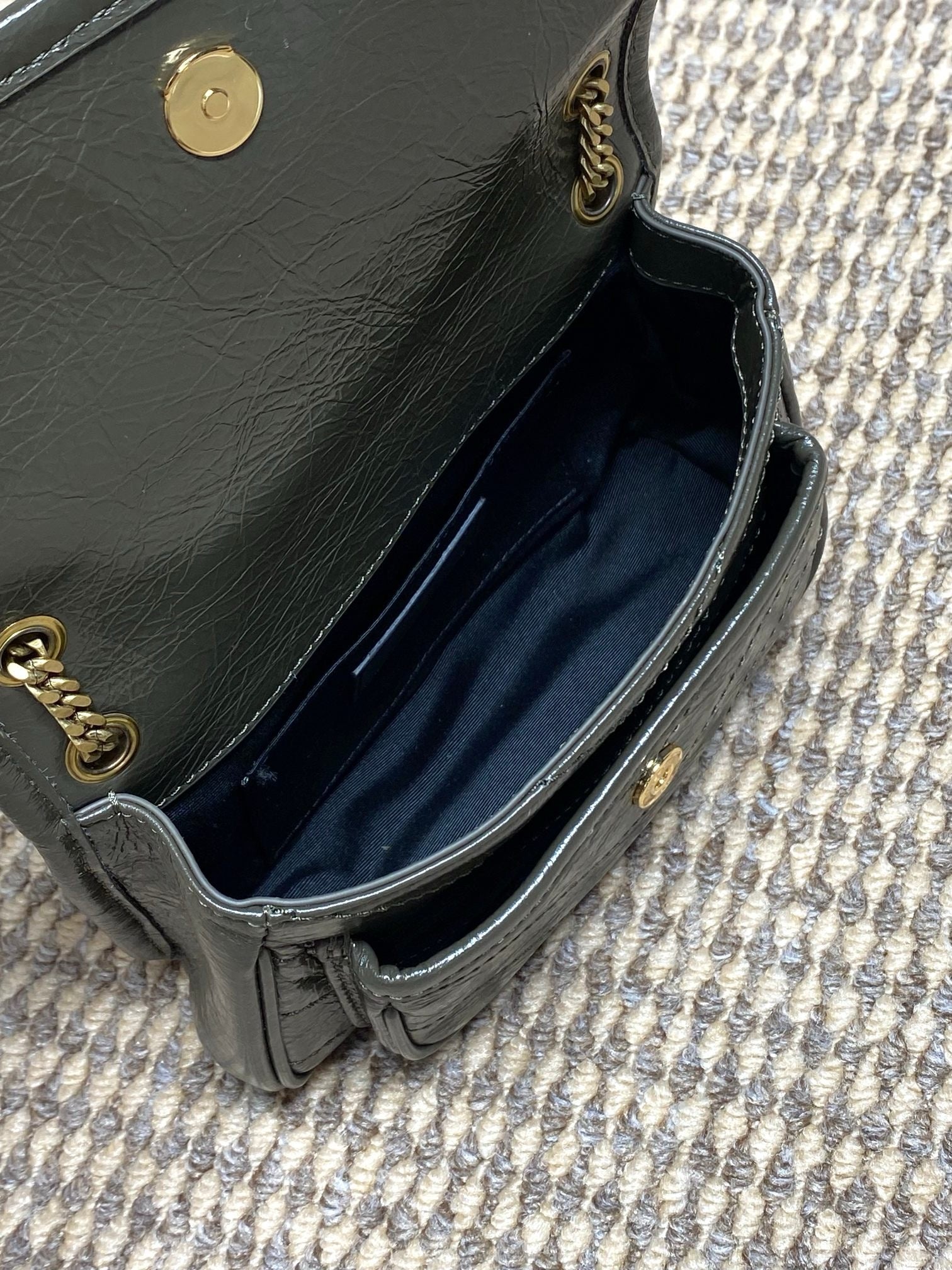 Saint Laurent Niki Mini Chain Bag in Crinkled Vintage Leather