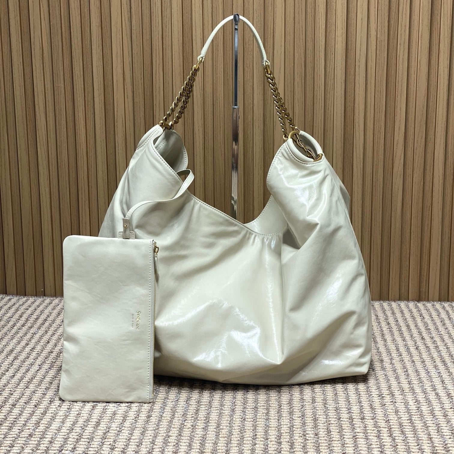 Saint Laurent Hortense Hobo In Shiny Leather