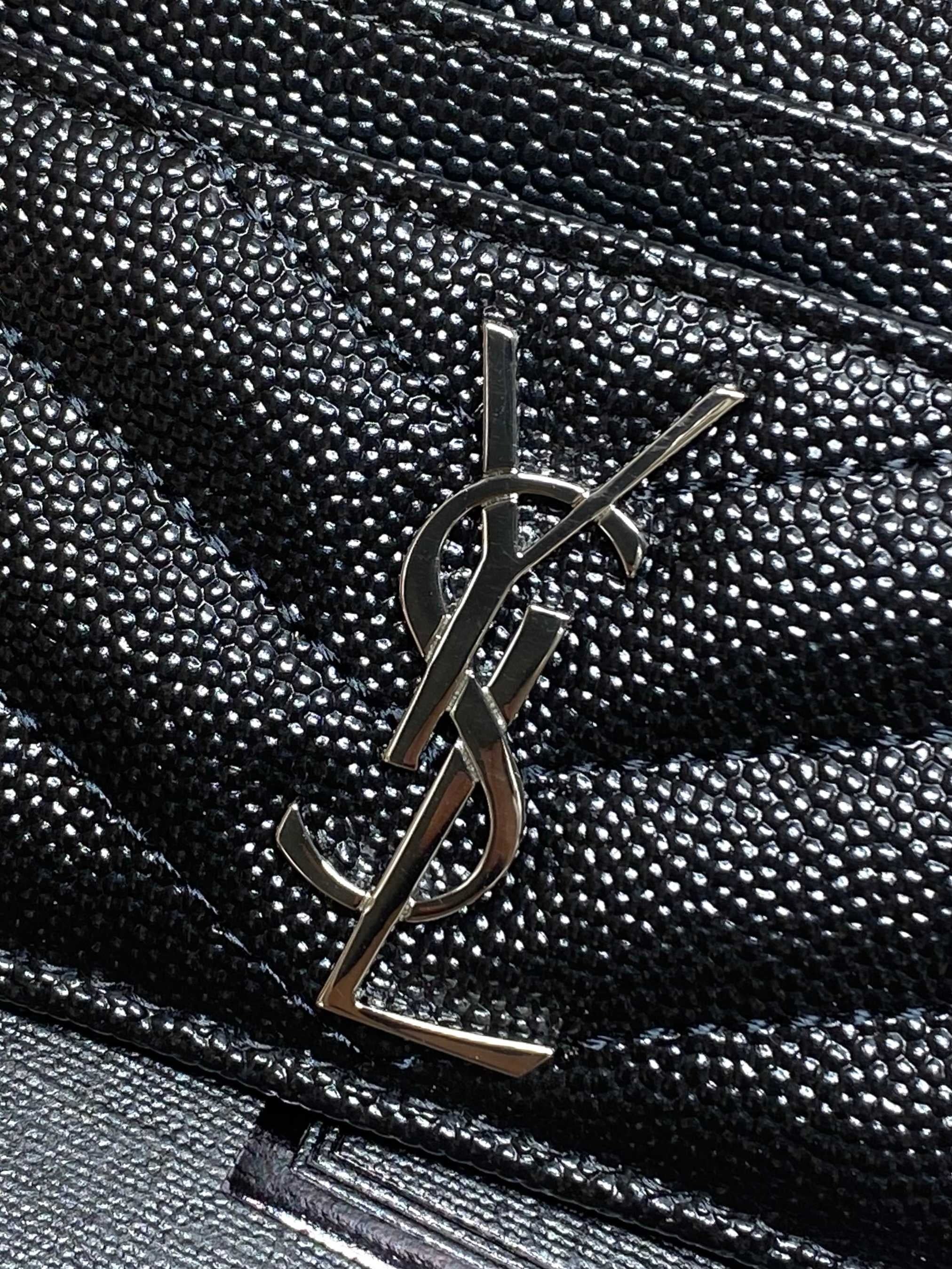 Saint Laurent Matelassé Card Case In Grain De Poudre Leather