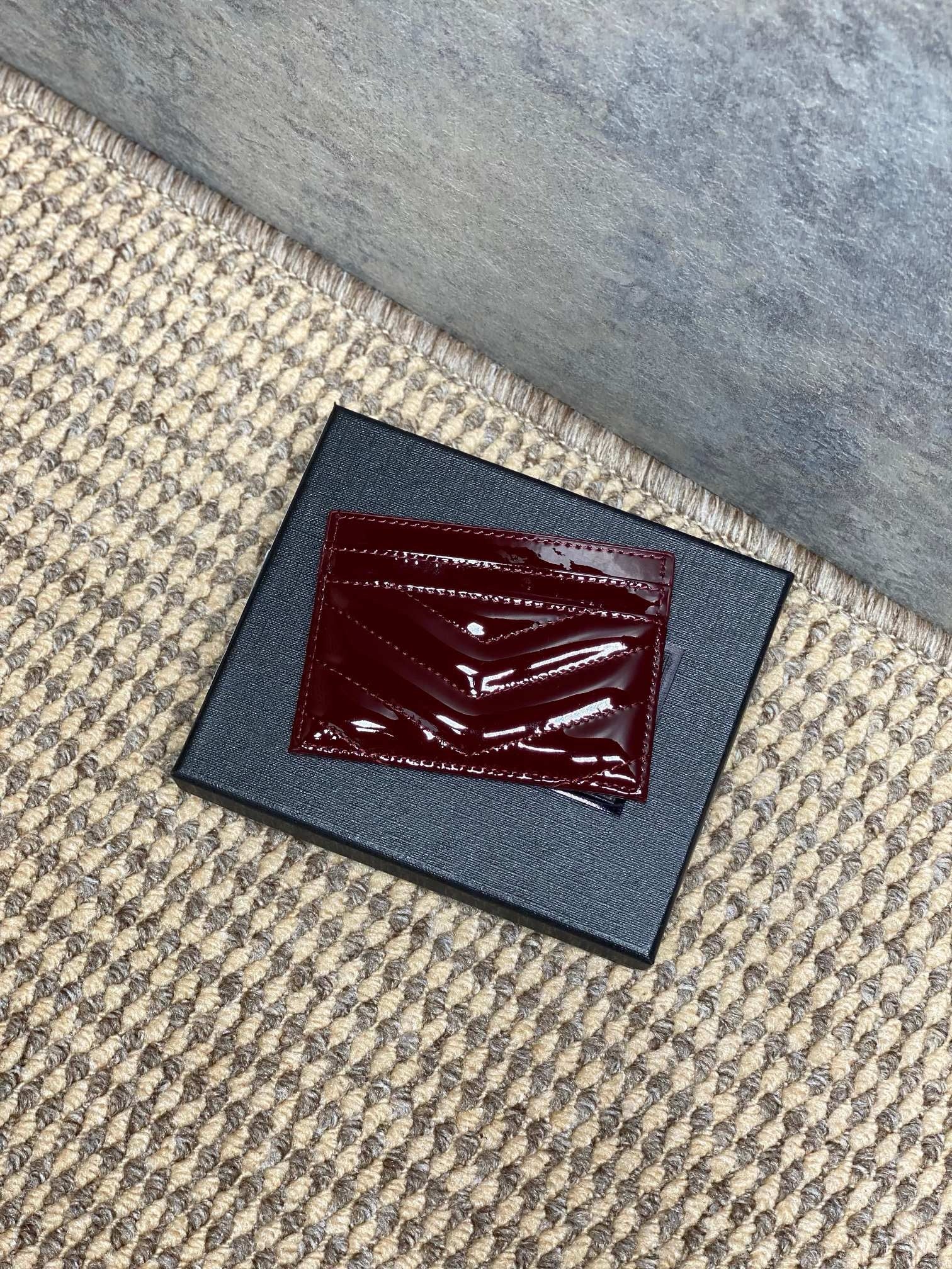 Saint Laurent Matelassé Card Case In Patent Leather