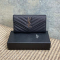 Saint Laurent Cassandre Matelassé Large Flap Wallet In Grain De Poudre Leather
