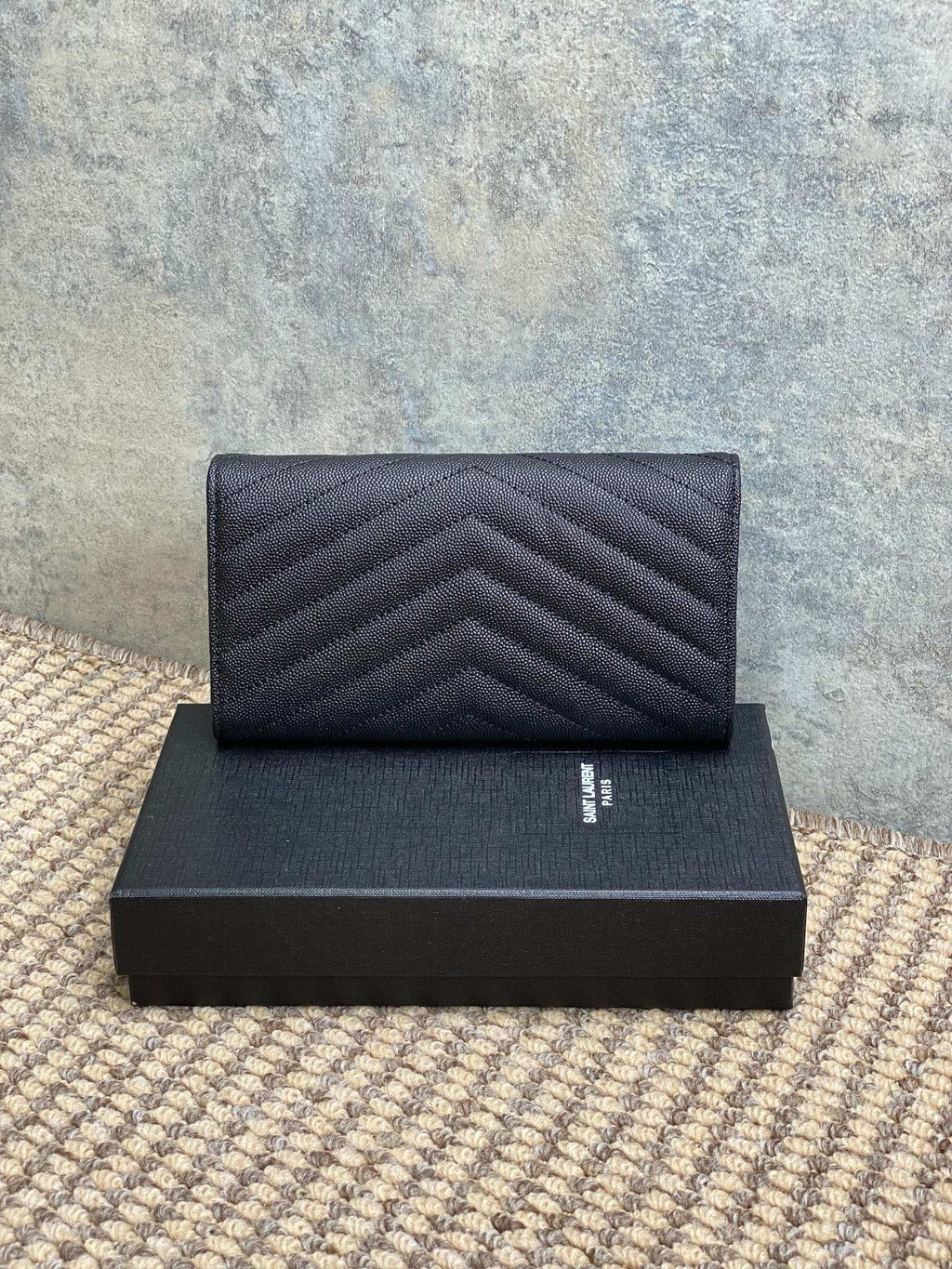 Saint Laurent Cassandre Matelassé Large Flap Wallet In Grain De Poudre Leather