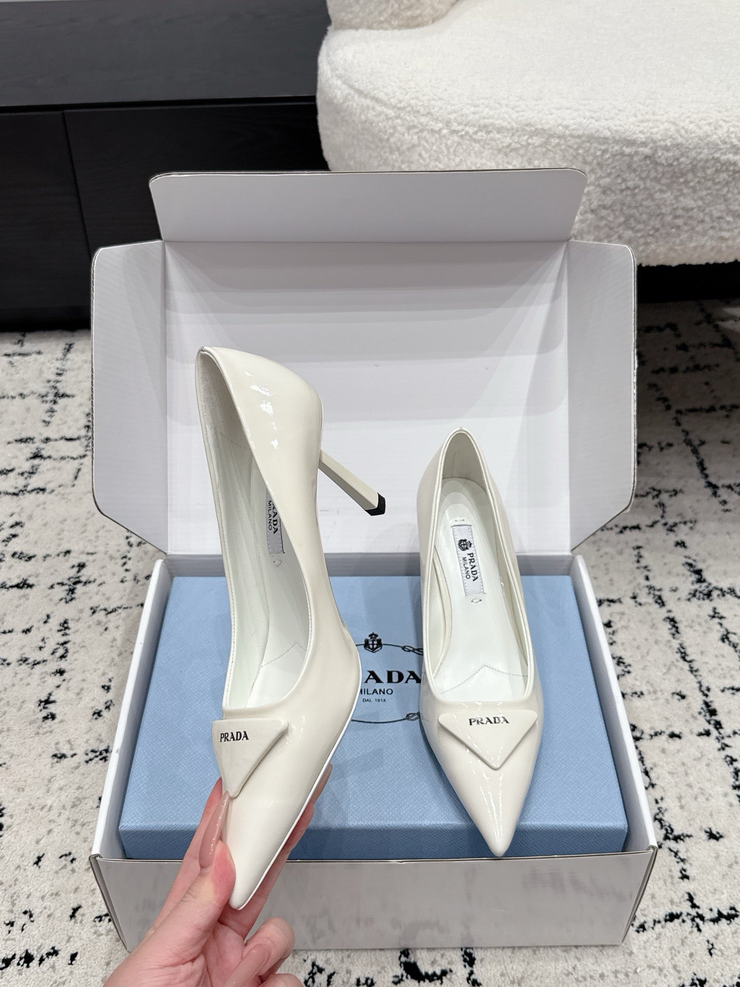 Prada Triangle Pump in Calfskin
