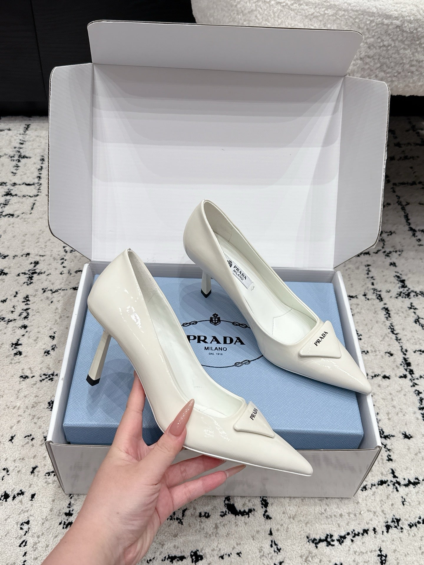 Prada Triangle Pump in Calfskin