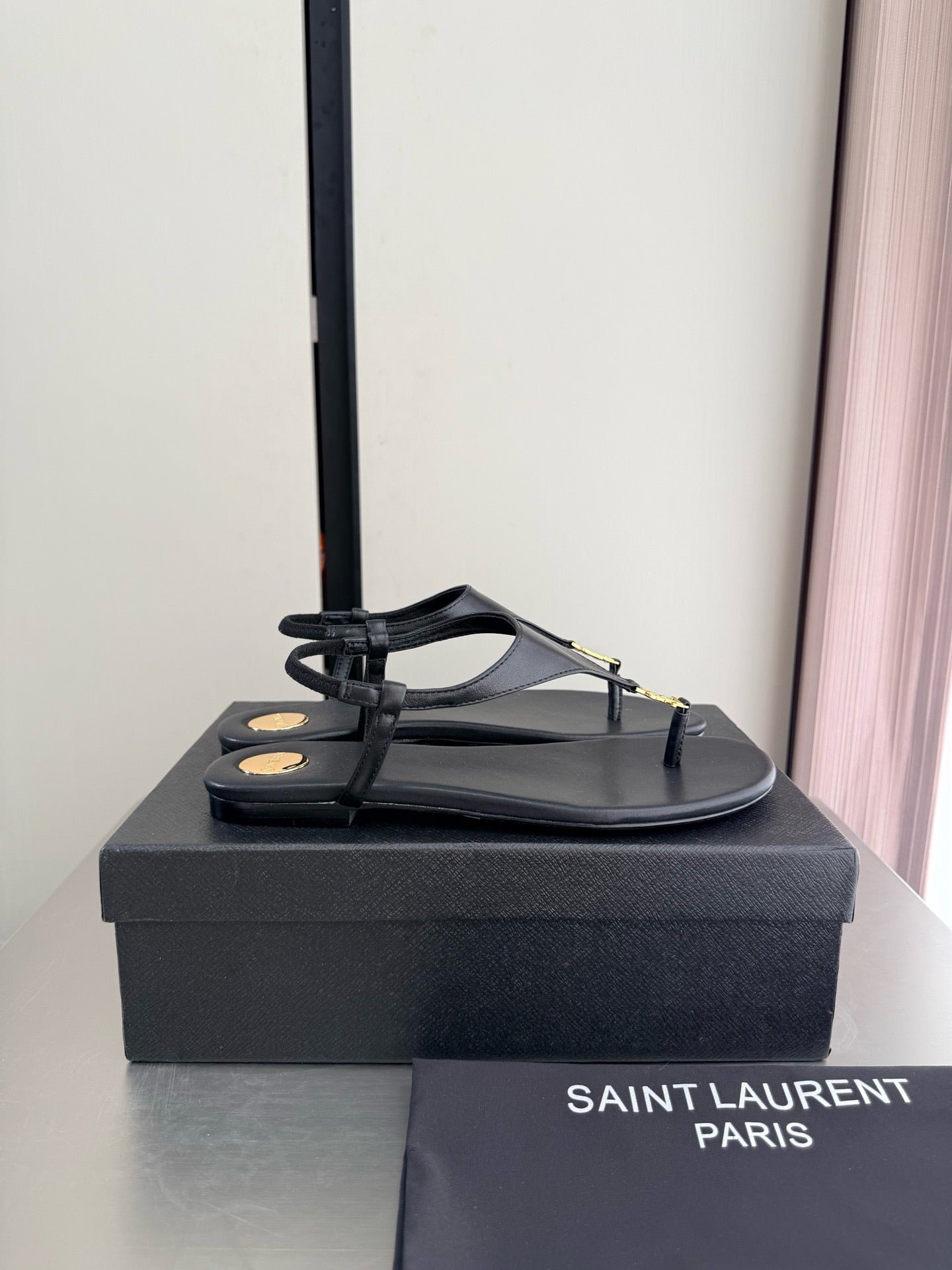 Saint Laurent Logo-Embellished Sandals in Lambskin