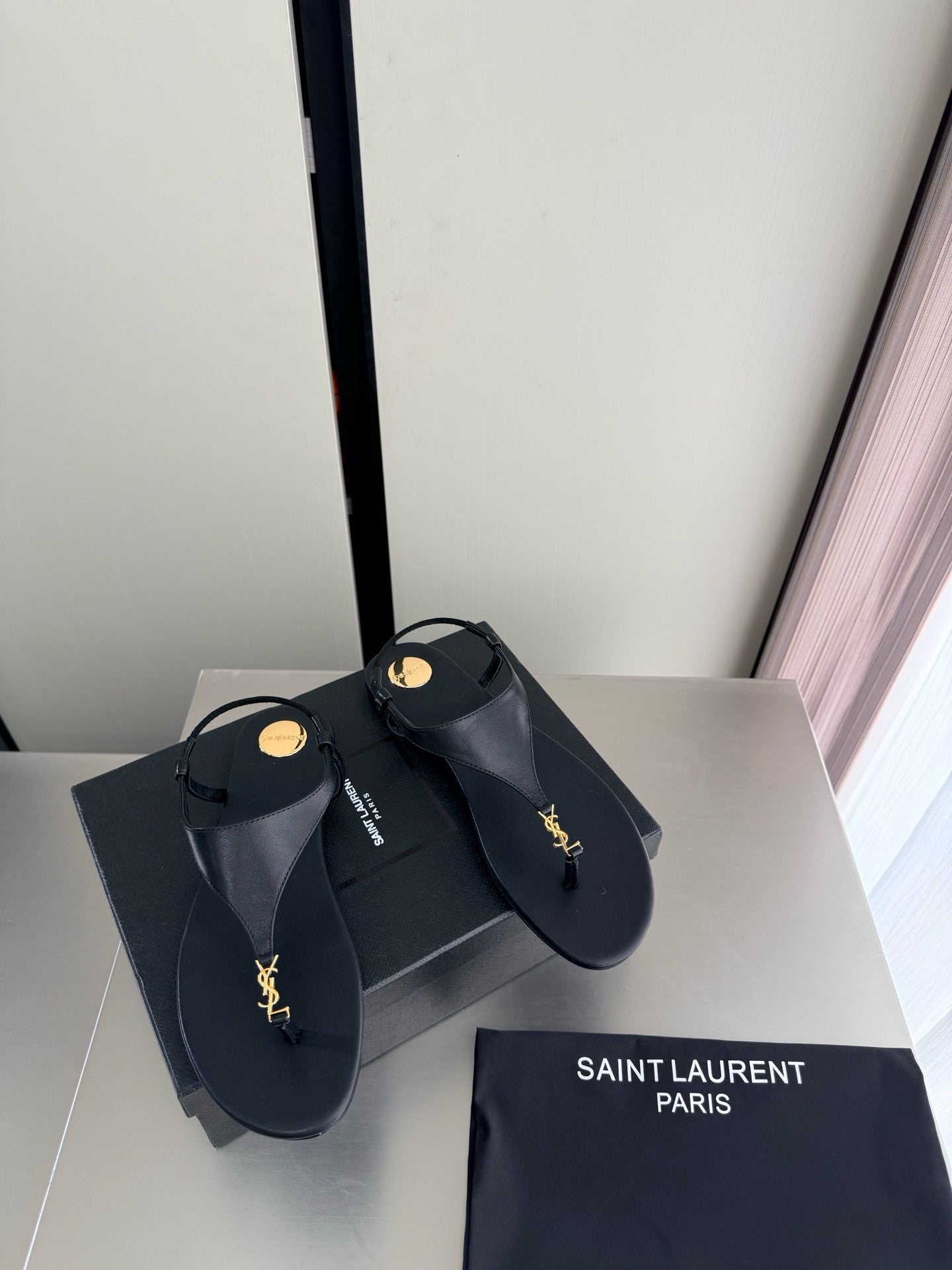 Saint Laurent Logo-Embellished Sandals in Lambskin