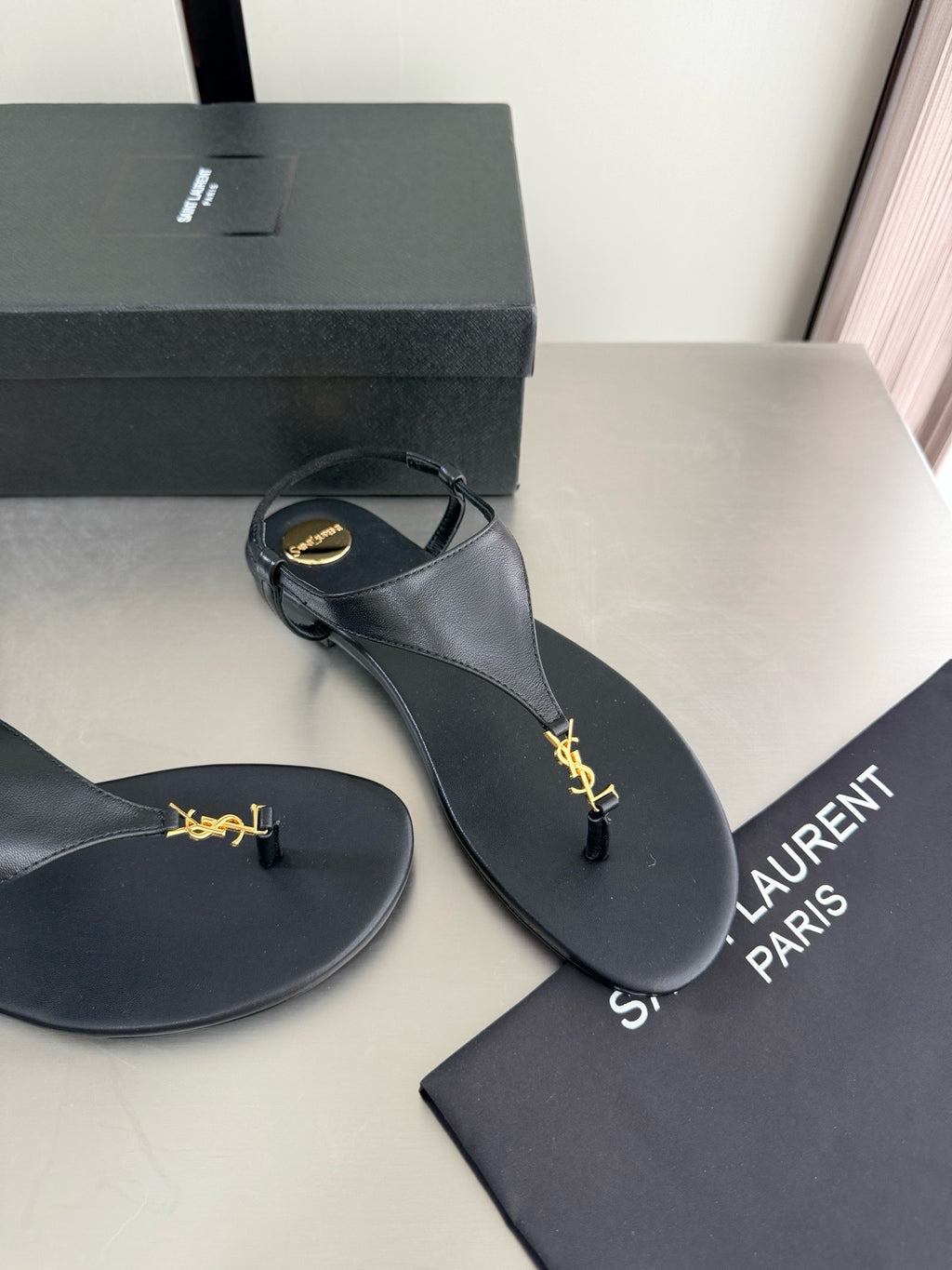 Saint Laurent Logo-Embellished Sandals in Lambskin