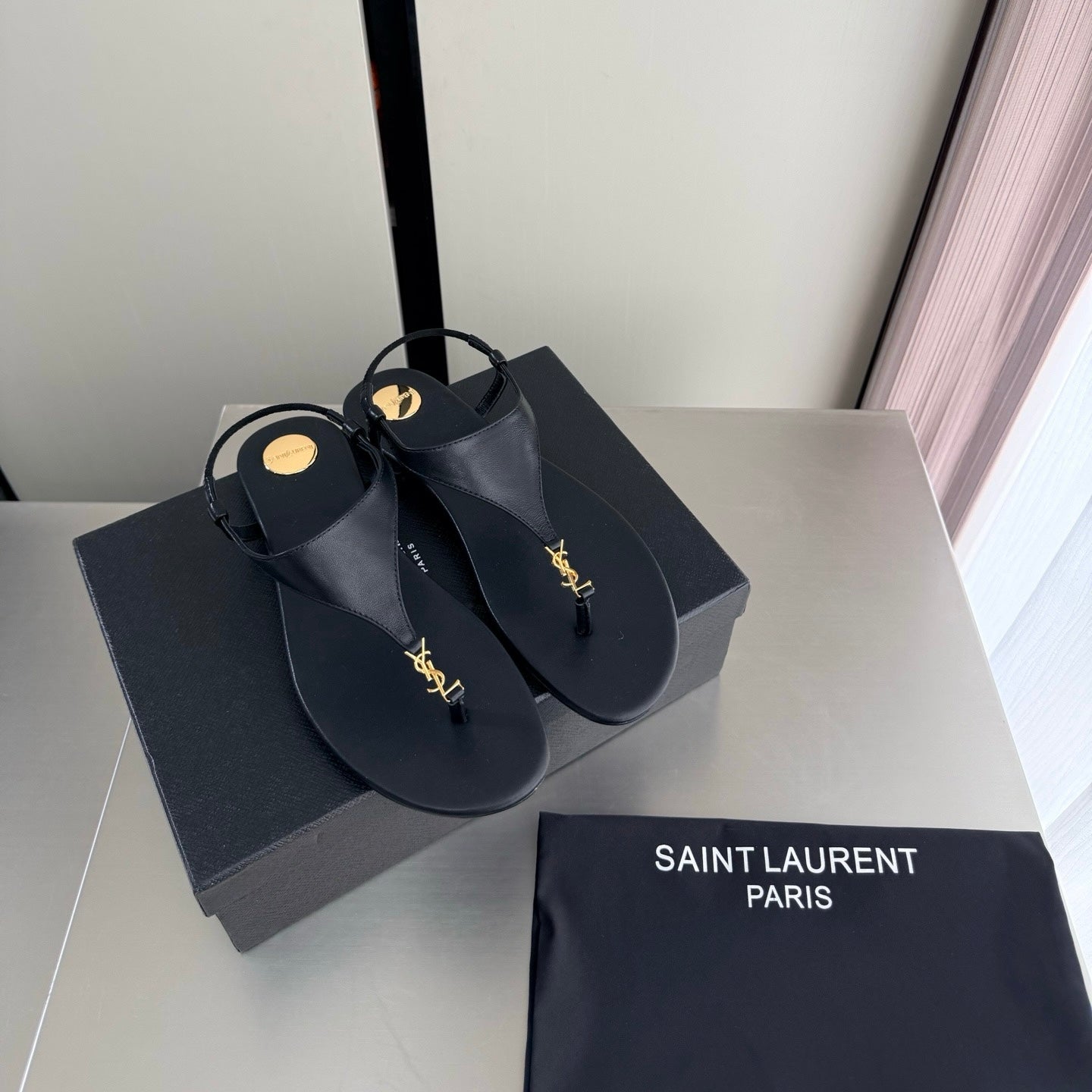 Saint Laurent Logo-Embellished Sandals in Lambskin
