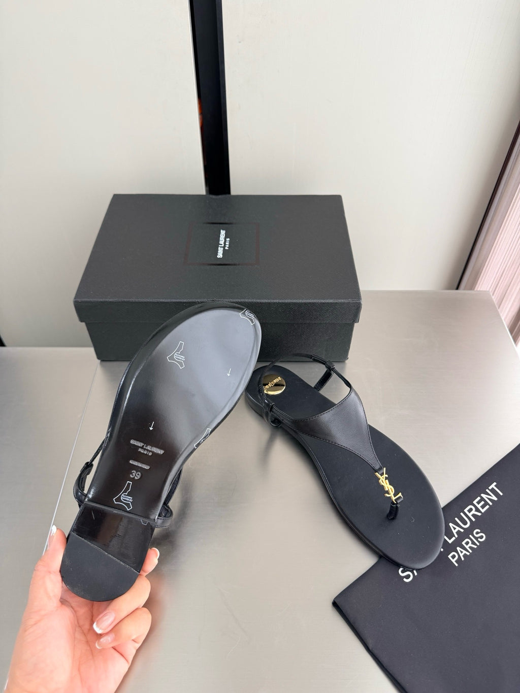 Saint Laurent Logo-Embellished Sandals in Lambskin