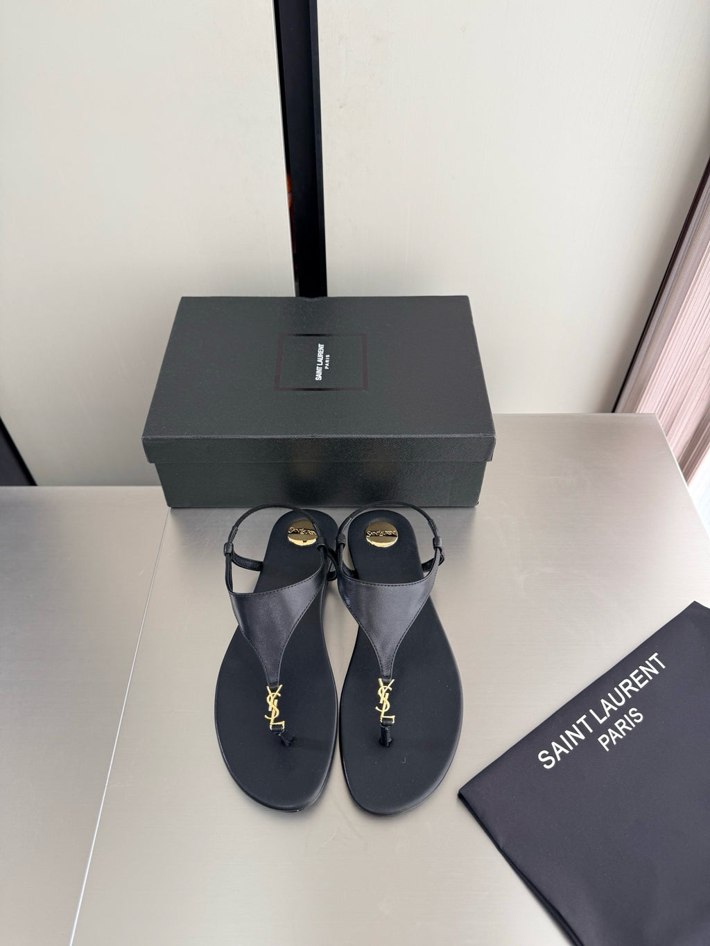 Saint Laurent Logo-Embellished Sandals in Lambskin