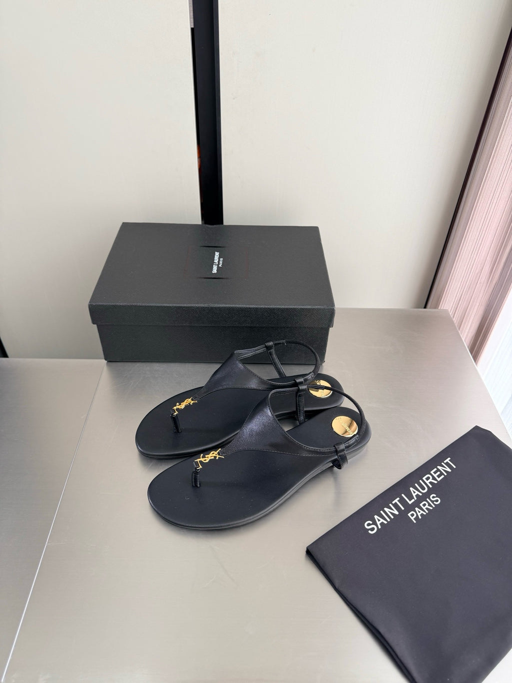 Saint Laurent Logo-Embellished Sandals in Lambskin