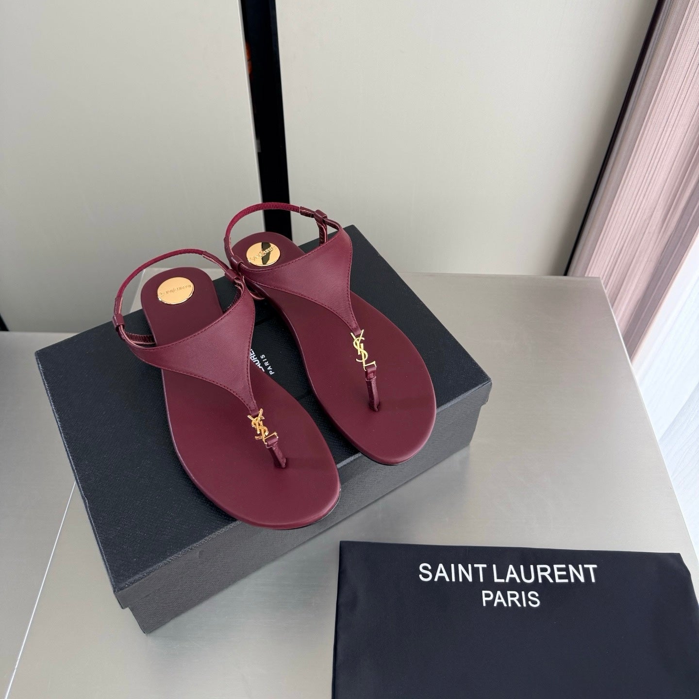 Saint Laurent Logo-Embellished Sandals in Lambskin