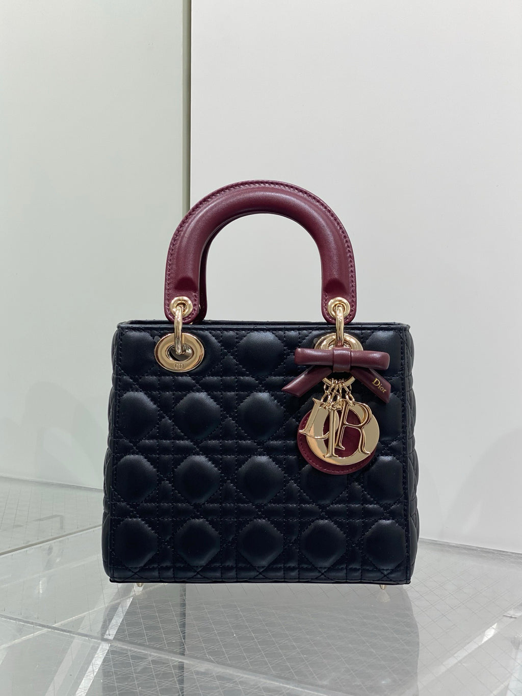 Dior Small Lady Dior Bag with Strap in Cannage Lambskin