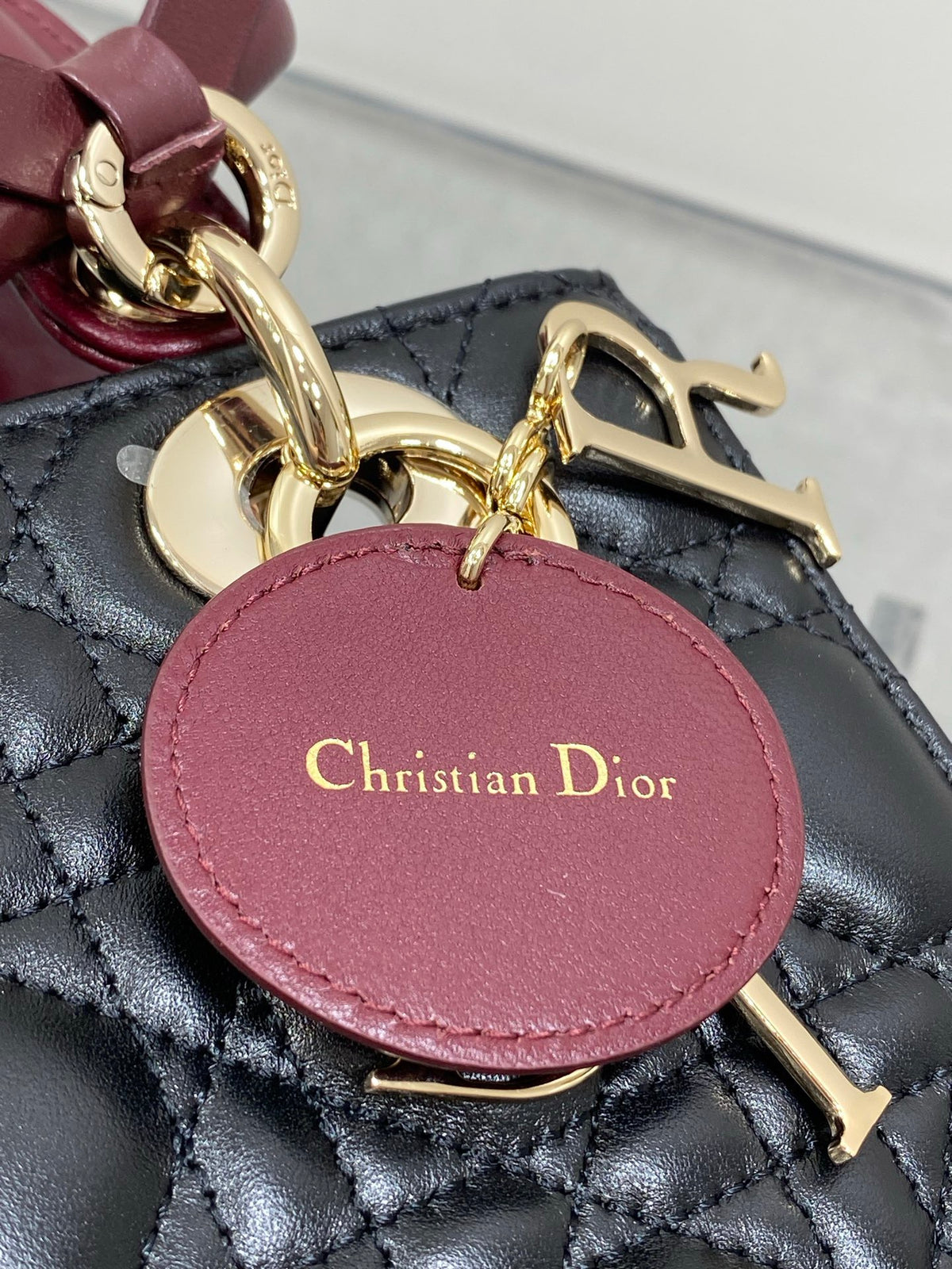 Dior Small Lady Dior Bag with Strap in Cannage Lambskin