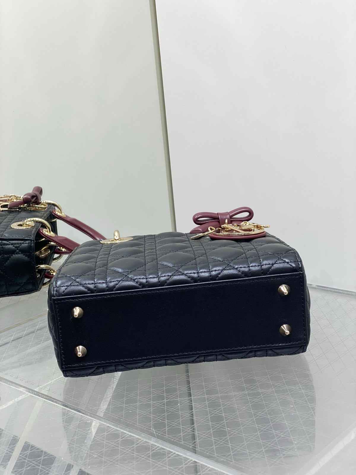 Dior Small Lady Dior Bag with Strap in Cannage Lambskin
