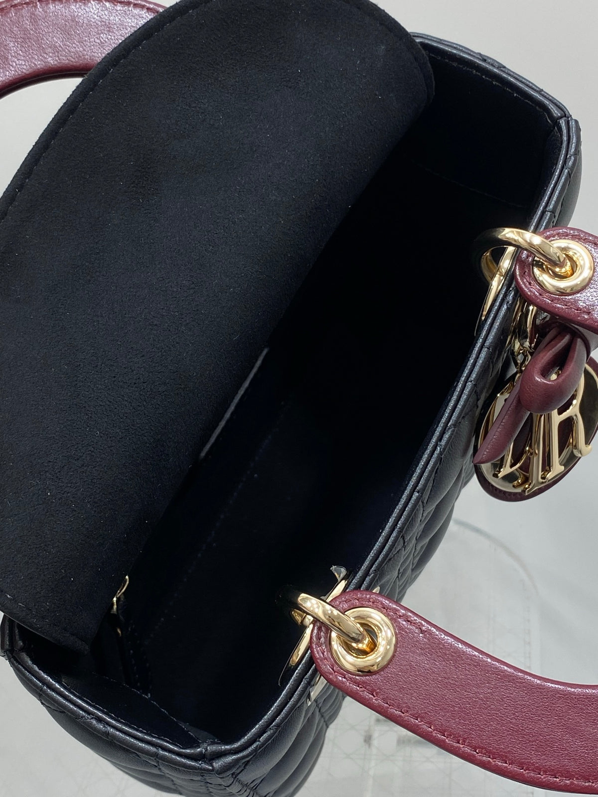 Dior Small Lady Dior Bag with Strap in Cannage Lambskin