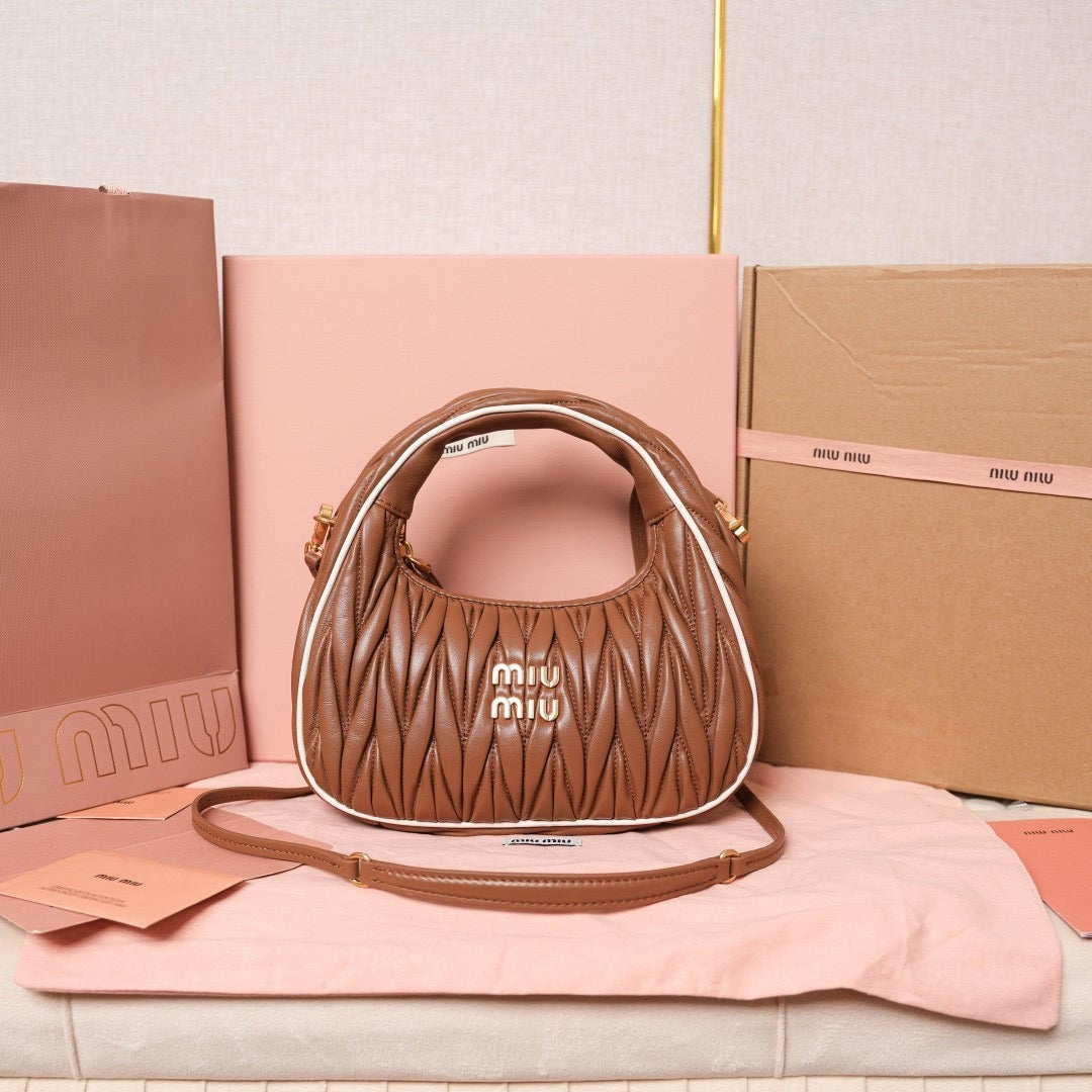Miu Miu Wander Matelassé Nappa Leather Hobo Bag