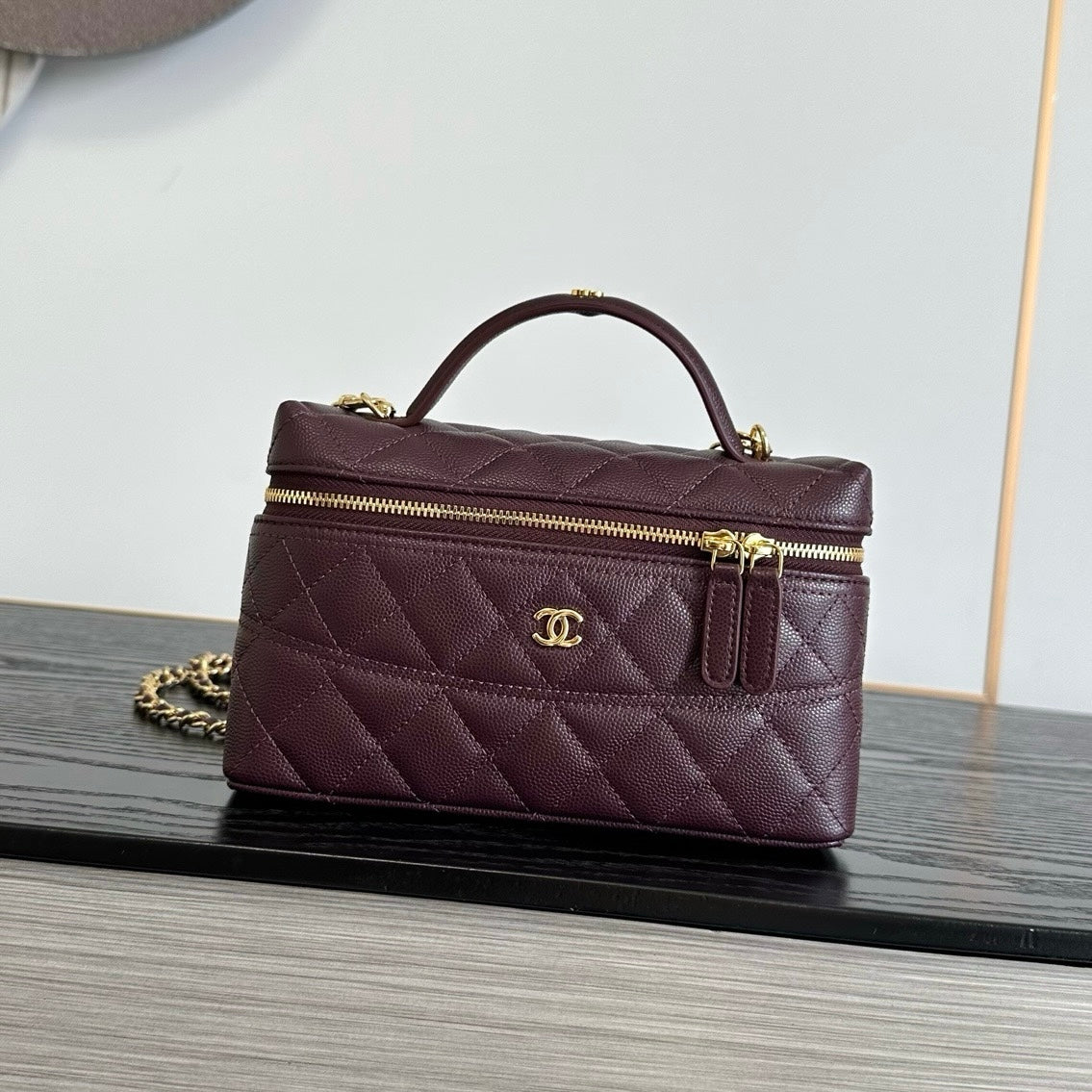 Chanel Trendy Handle Slim Vanity in Grained Shiny Calfskin