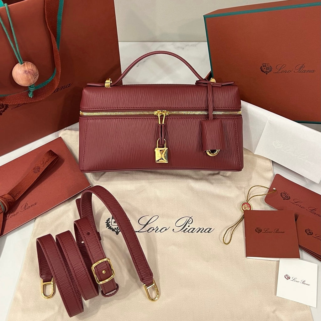Loro Piana Extra Bag L23 in Textured Lambskin Red