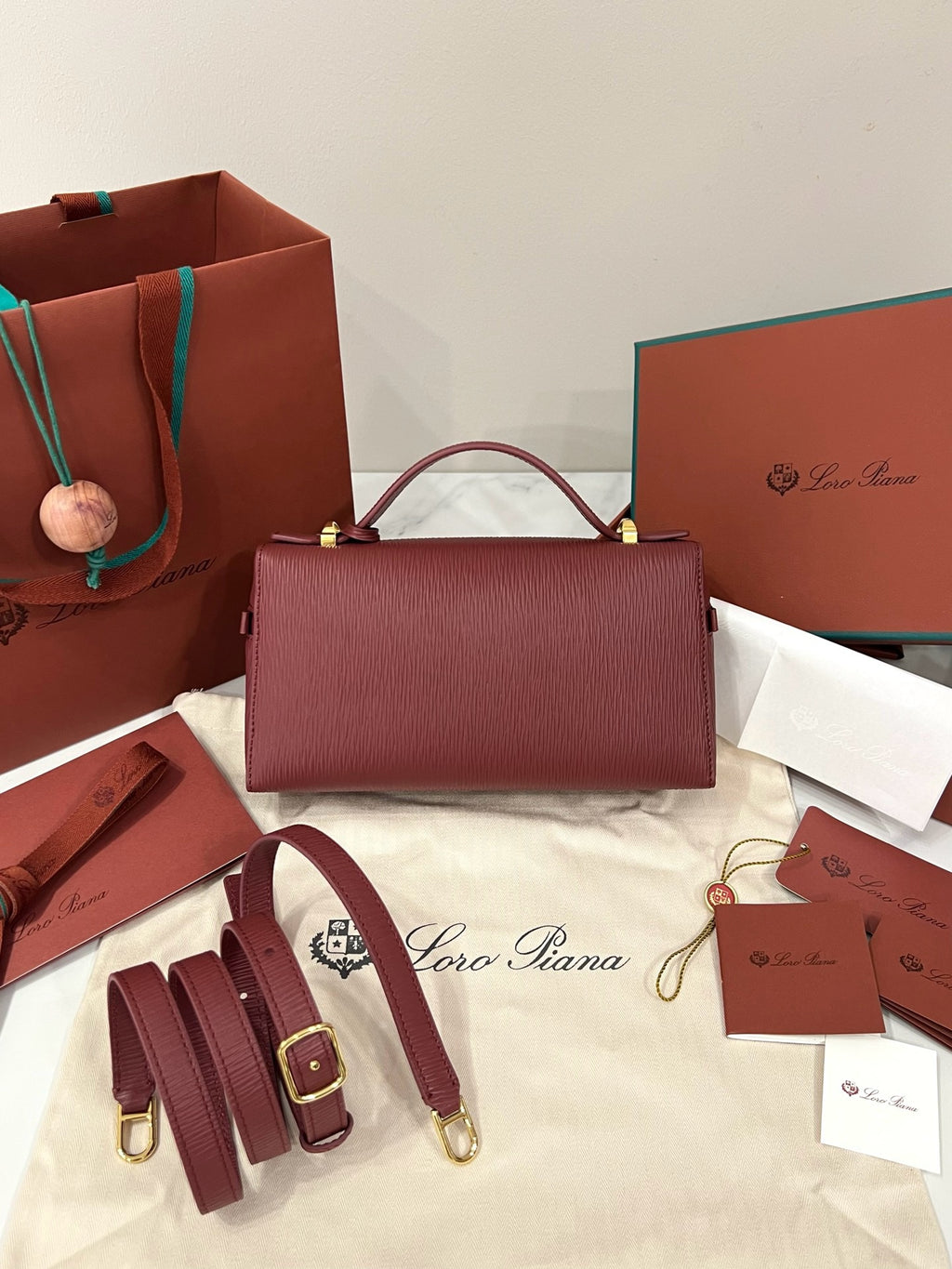 Loro Piana Extra Bag L23 in Textured Lambskin Red