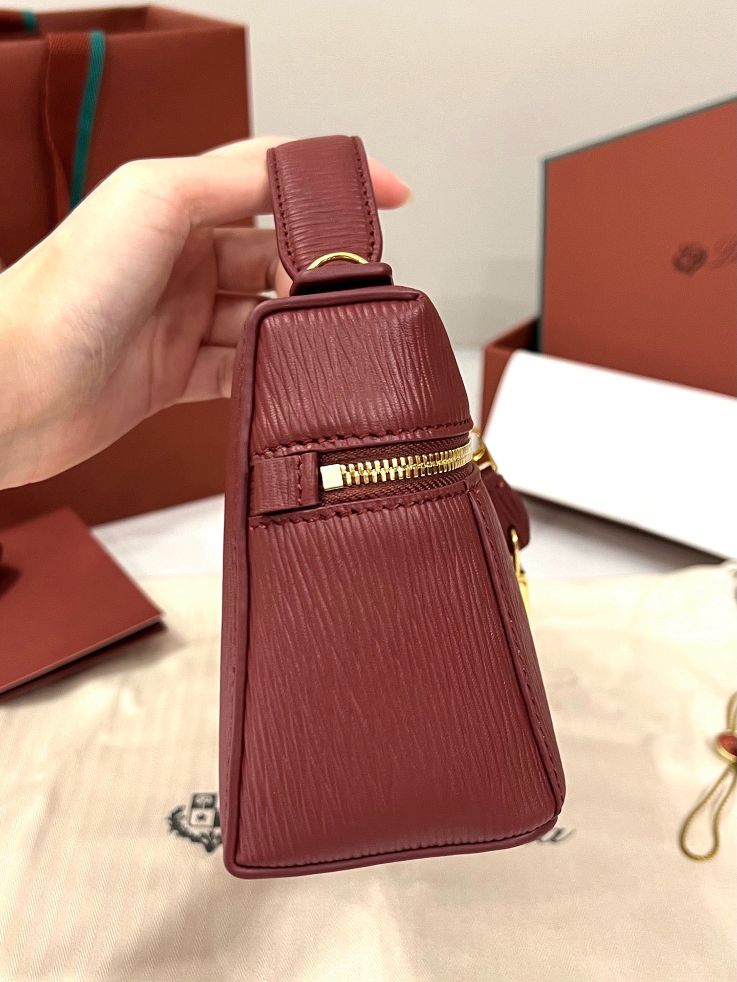 Loro Piana Extra Bag L23 in Textured Lambskin Red