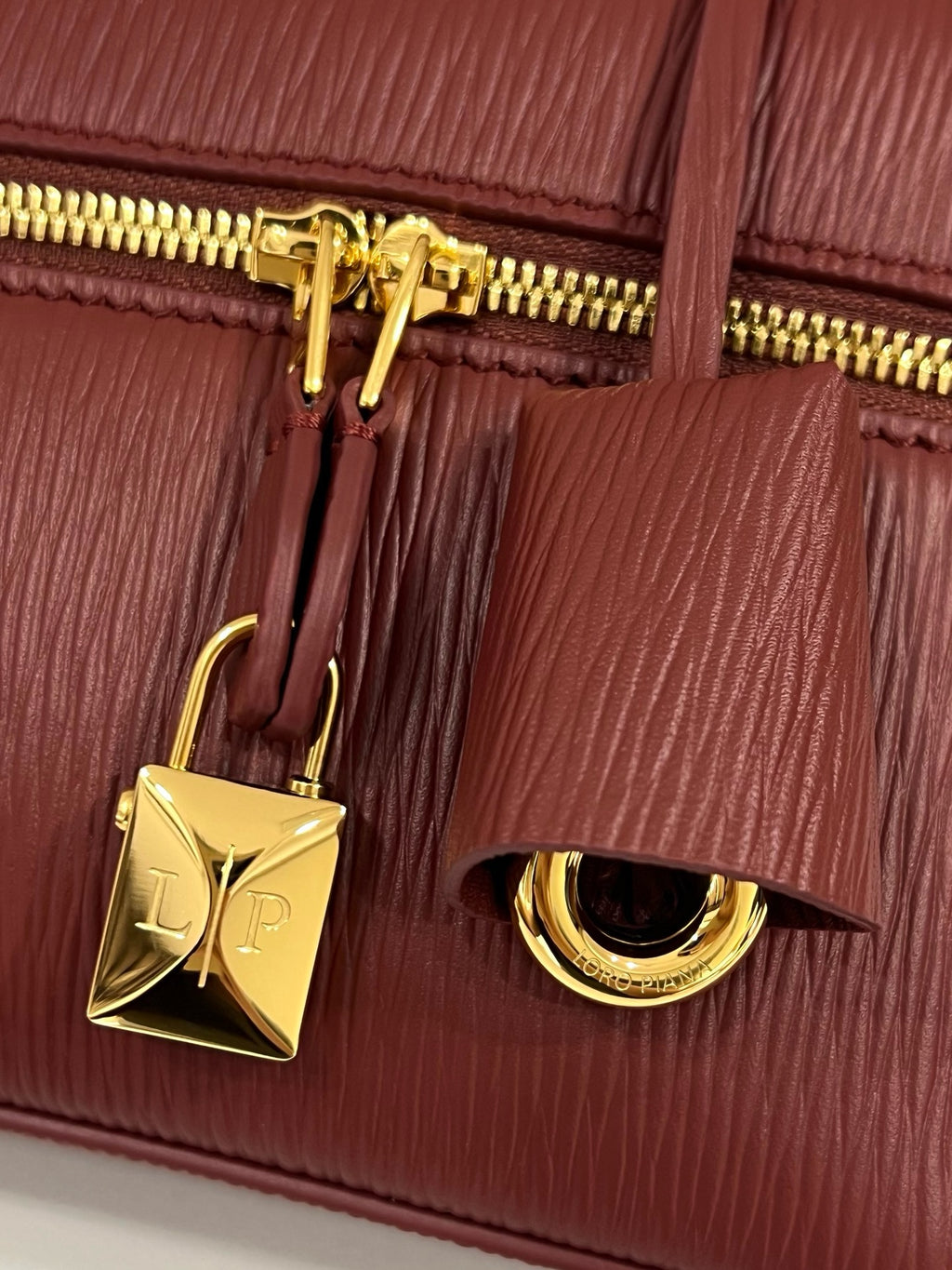 Loro Piana Extra Bag L23 in Textured Lambskin Red