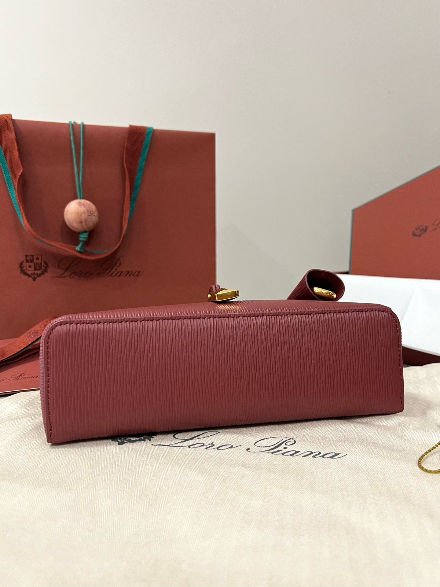 Loro Piana Extra Bag L23 in Textured Lambskin Red