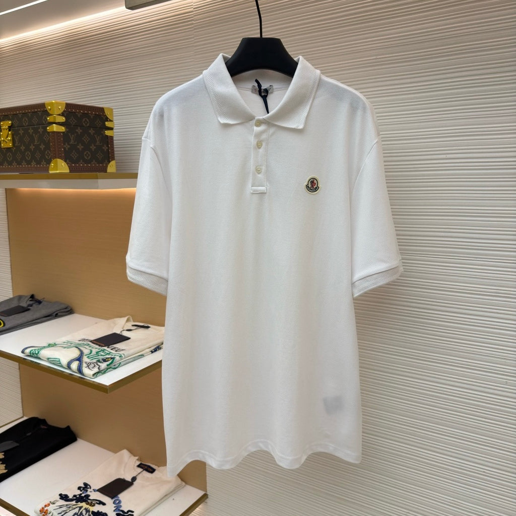 Moncler Logo Patch Cotton Piquet Polo Shirt