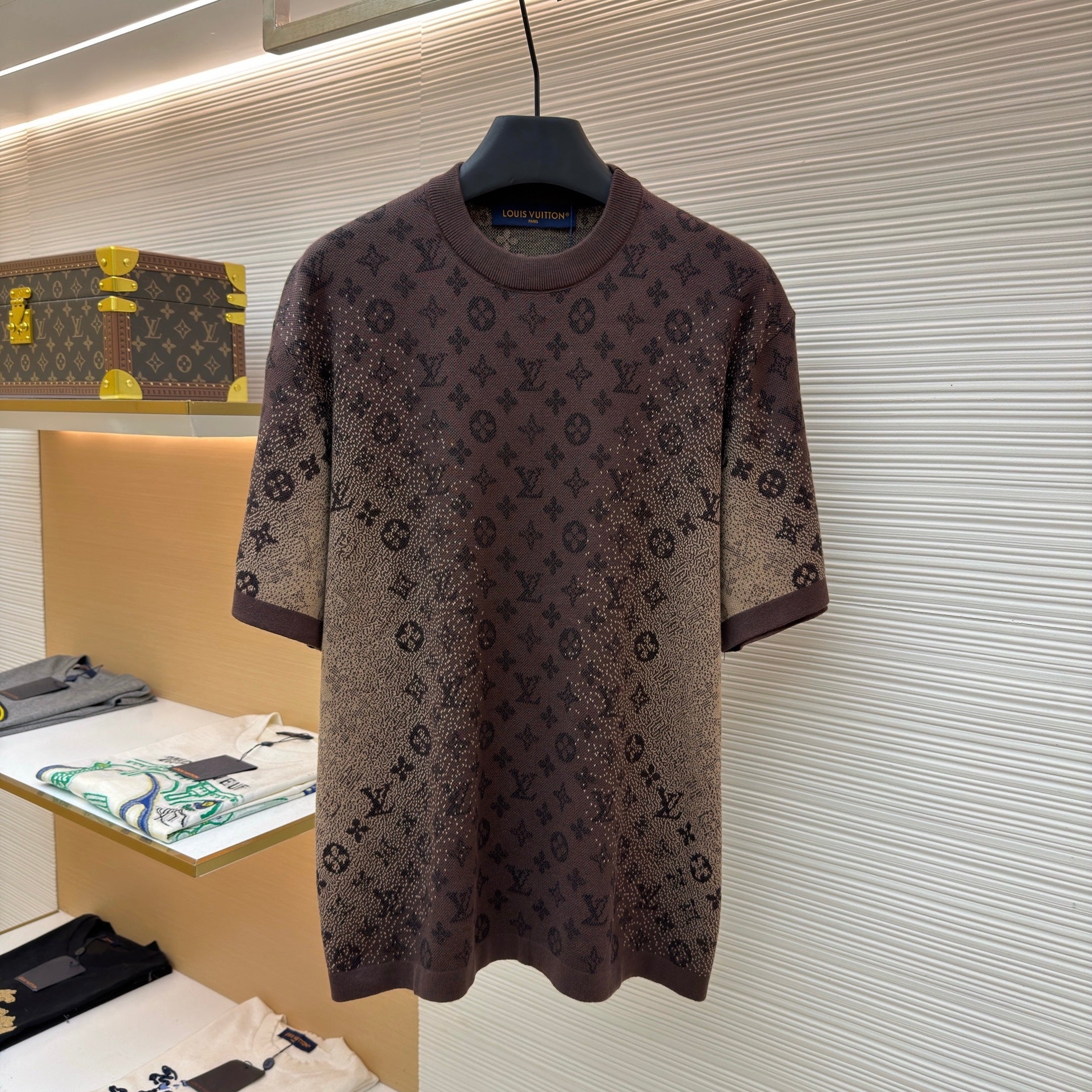 LV 1AJTV1 Monogram Jacquard Short-Sleeved Crewneck