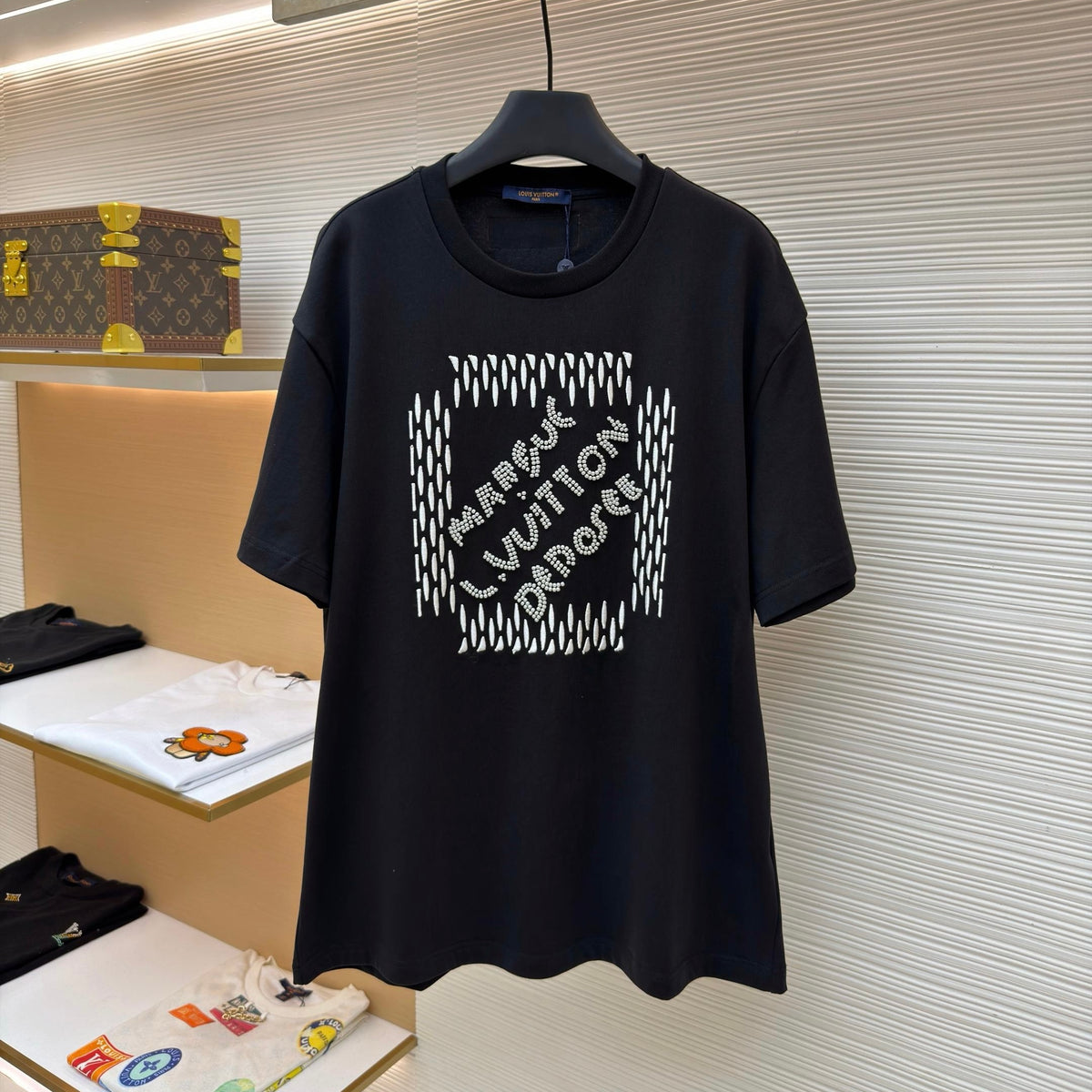 LV 1AFV79 Embroidered Signature Cotton T-Shirt