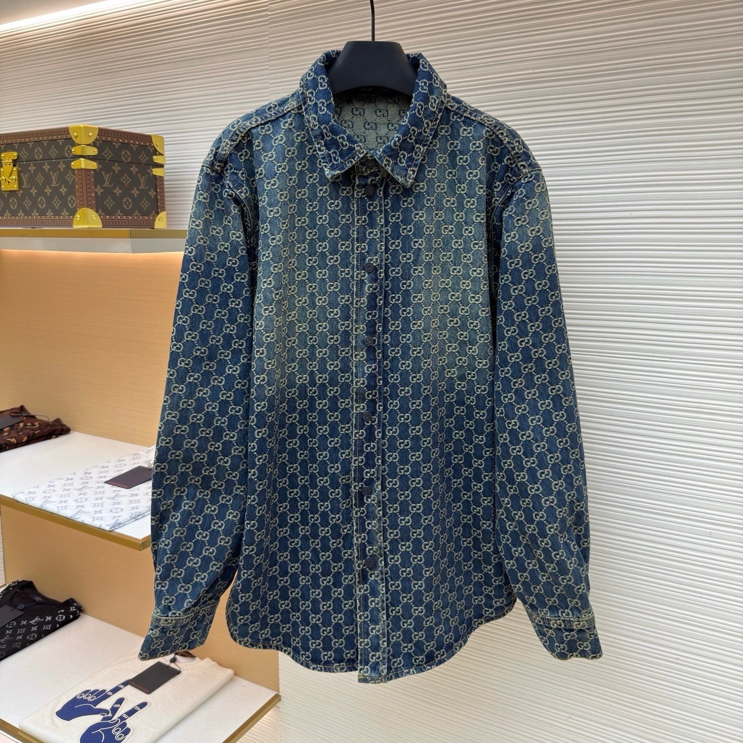 Gucci GG Cotton Denim Jacquard Shirt