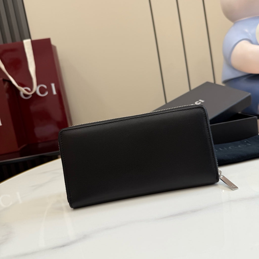 Gucci Lira Zip Around Wallet With Metal Tag
