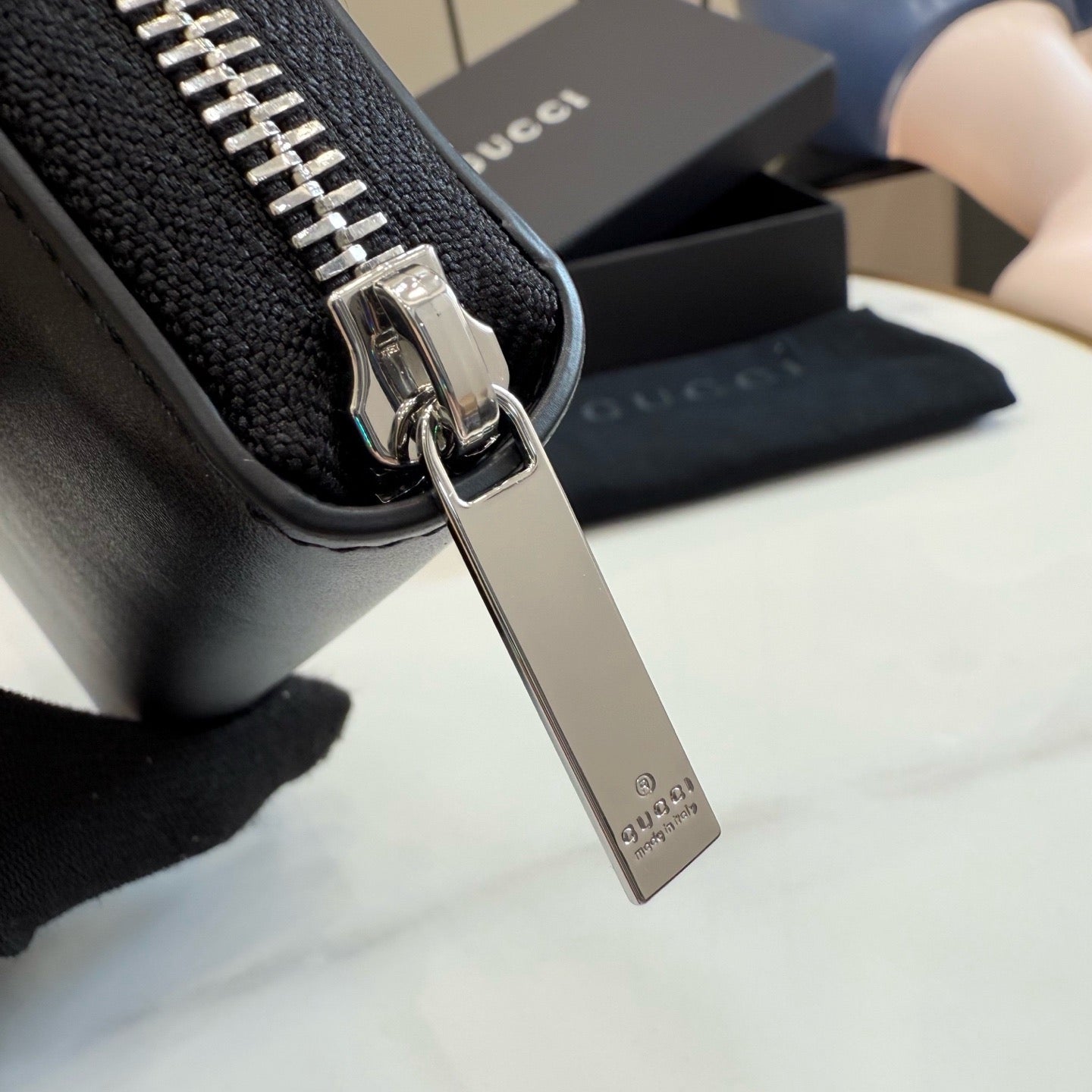 Gucci Lira Zip Around Wallet With Metal Tag