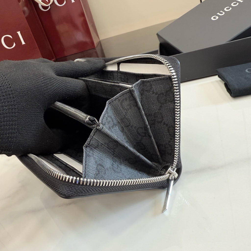 Gucci Lira Zip Around Wallet With Metal Tag