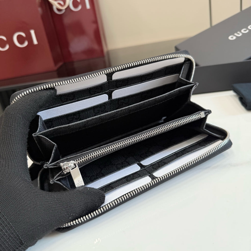 Gucci Lira Zip Around Wallet With Metal Tag