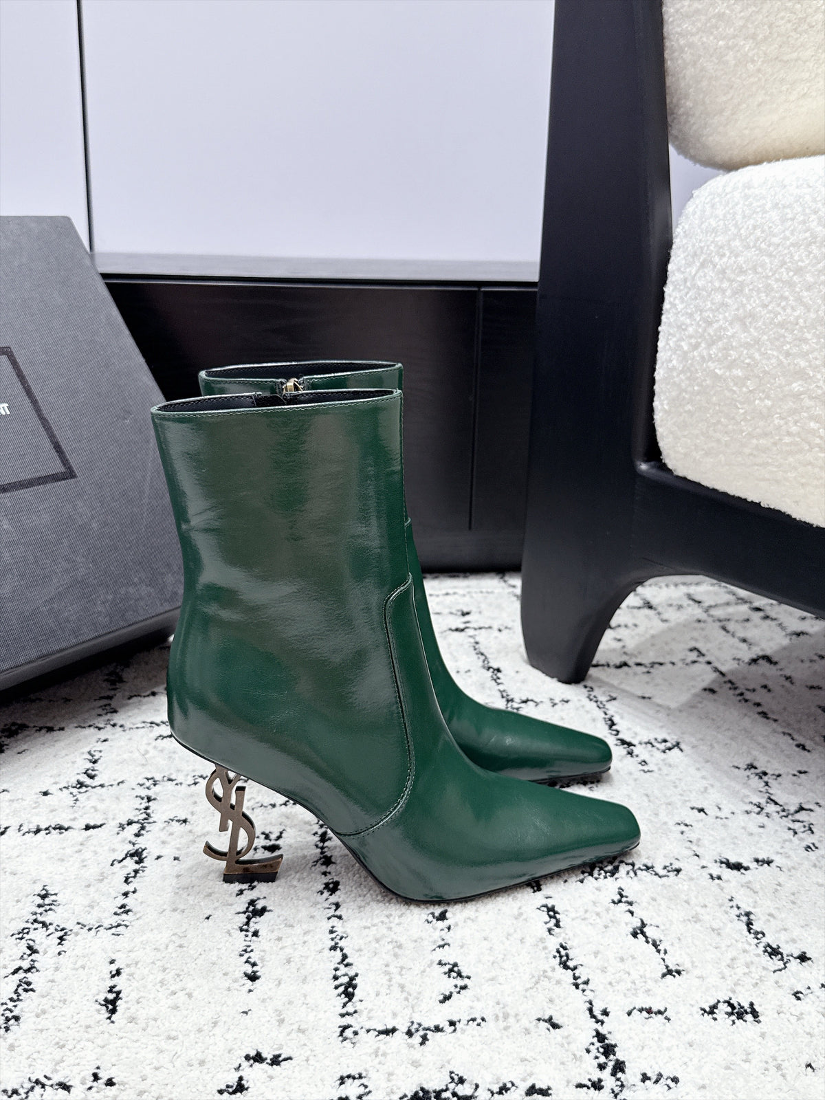 Saint Laurent Opyum Booties In Smooth Leather
