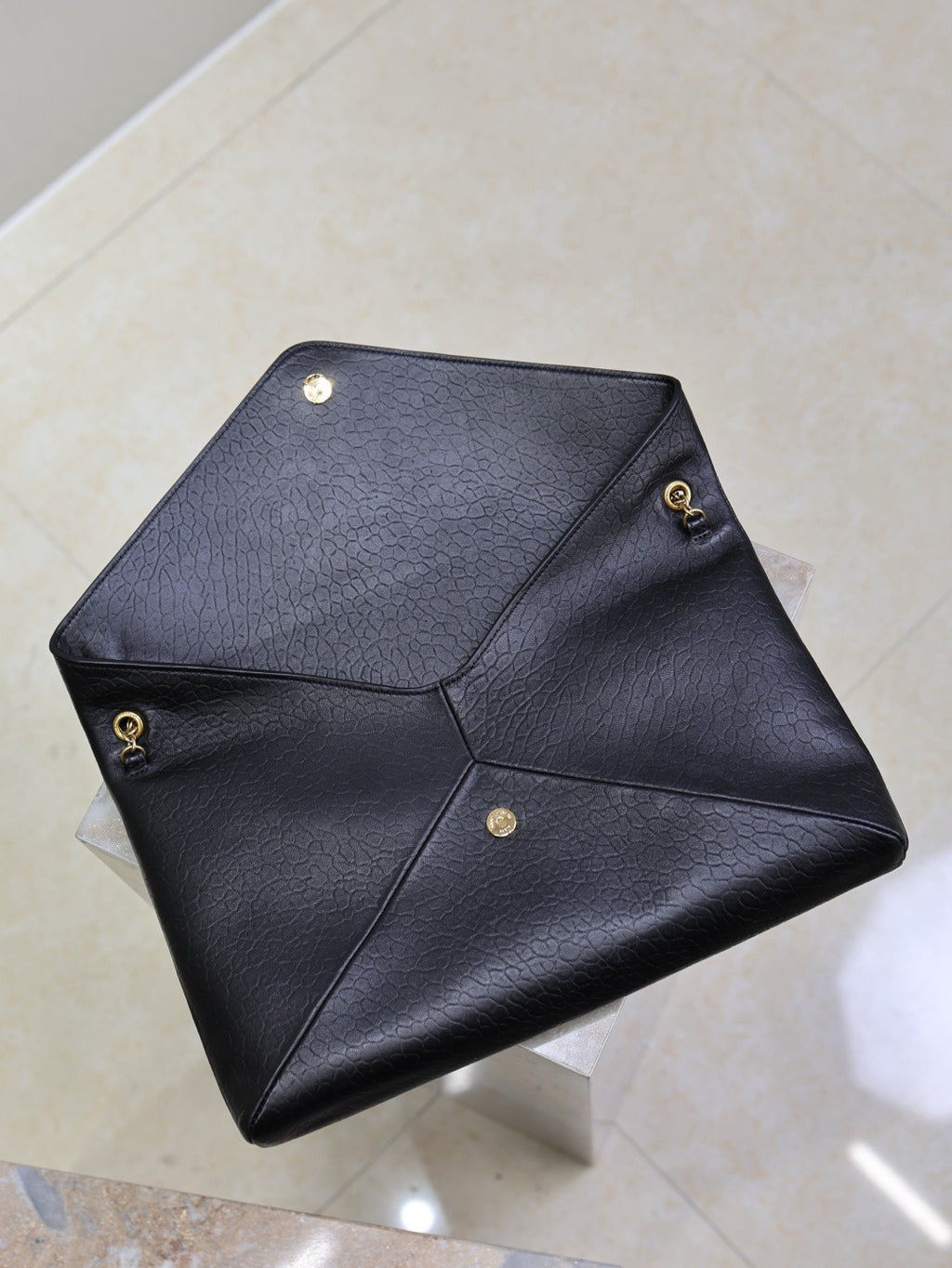 Saint Laurent Cassandre Large Pouch On Chain In Lambskin