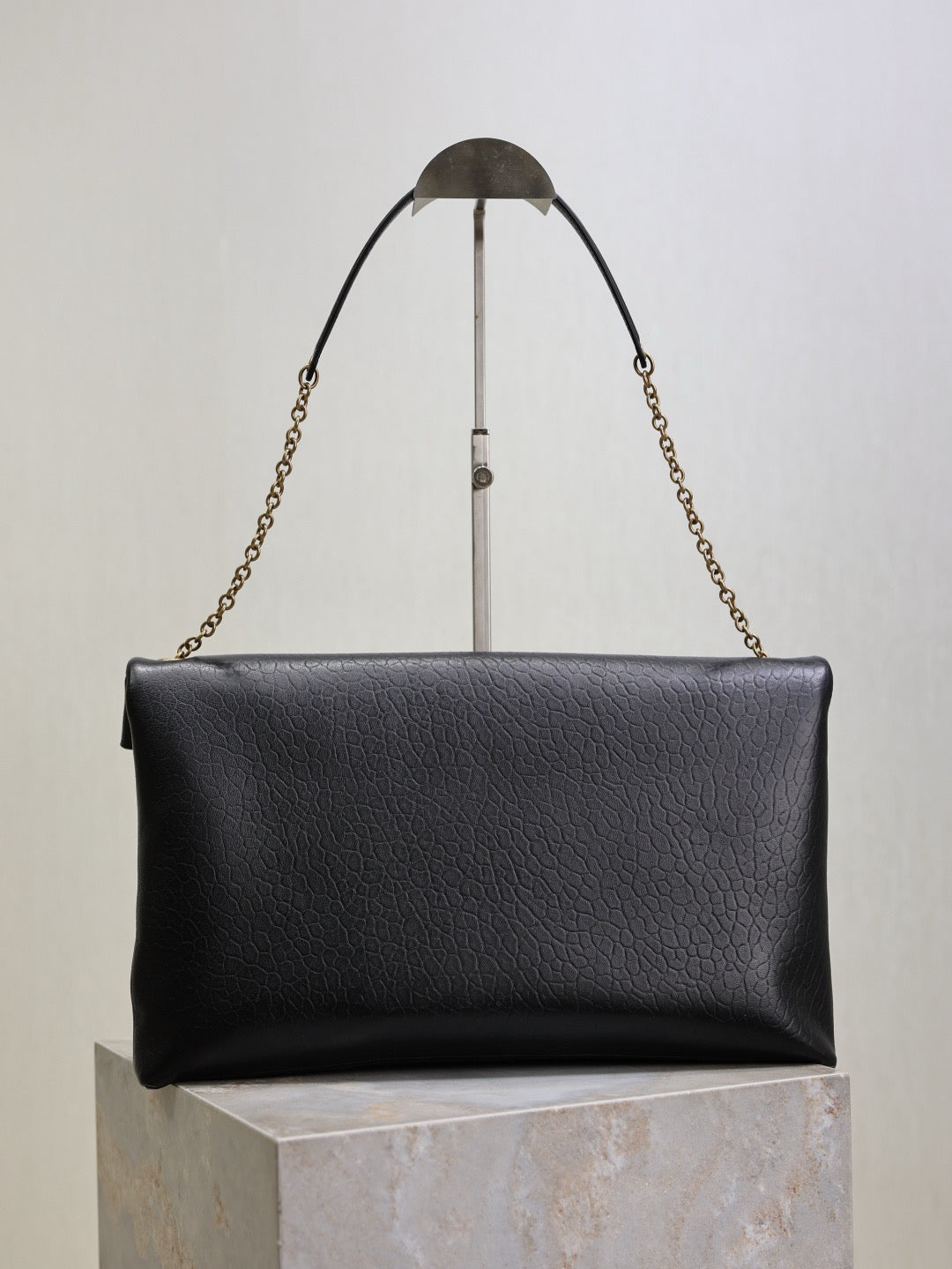 Saint Laurent Cassandre Large Pouch On Chain In Lambskin