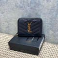 Saint Laurent Cassandre Matelassé Compact Zip Around Wallet In Grain De Poudre Leather