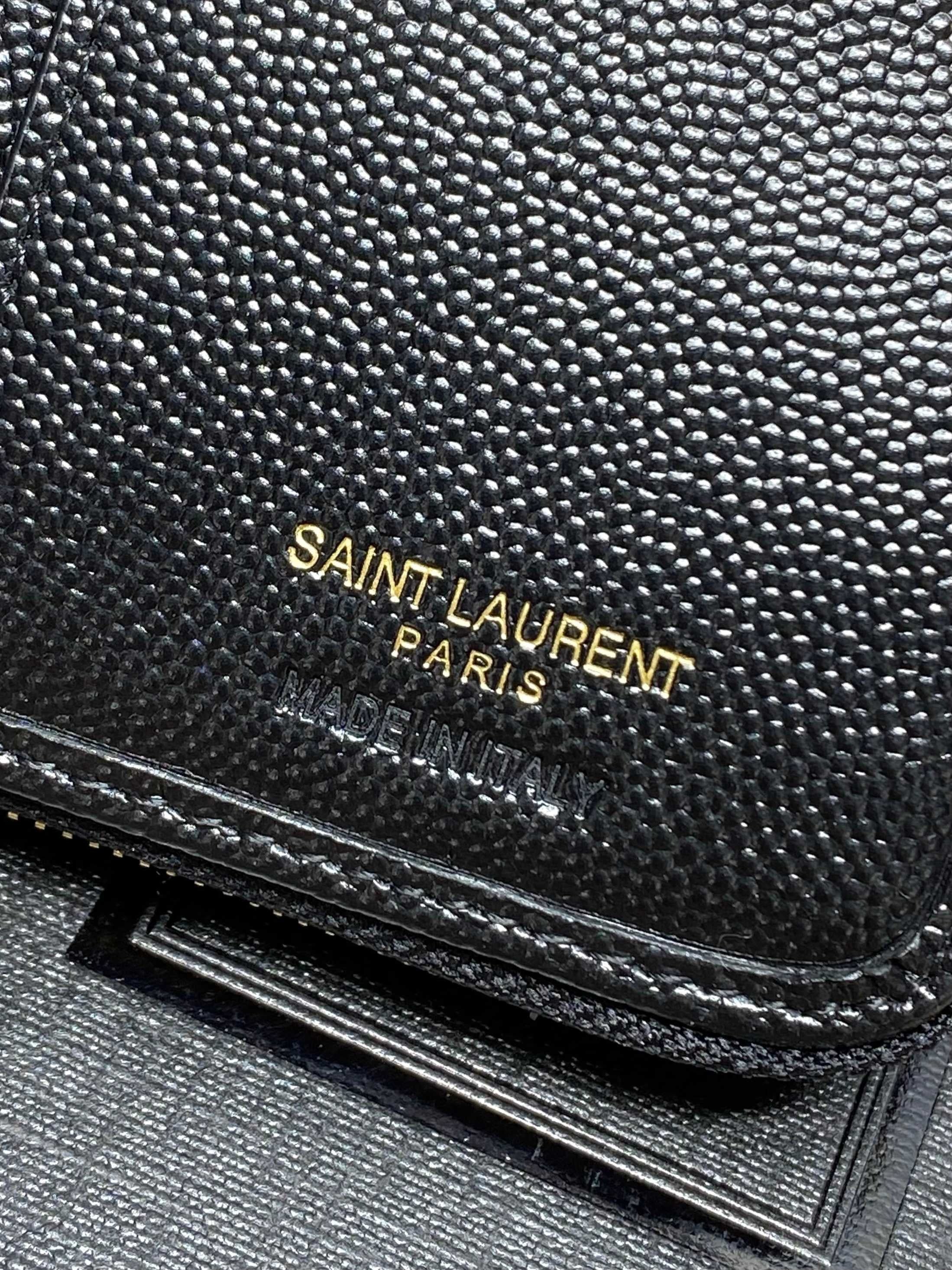 Saint Laurent Cassandre Matelassé Compact Zip Around Wallet In Grain De Poudre Leather