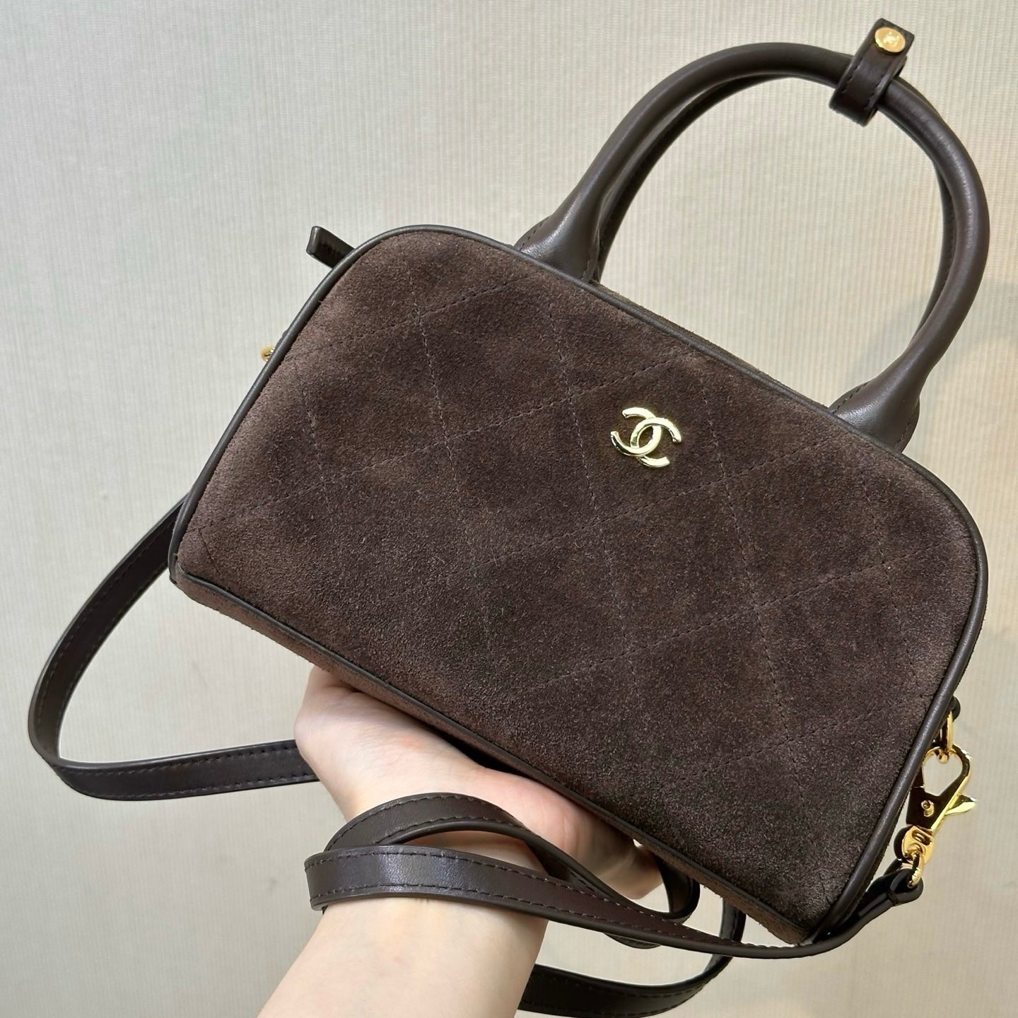 Chanel Clutch With Leather Strap in Suede AP5528