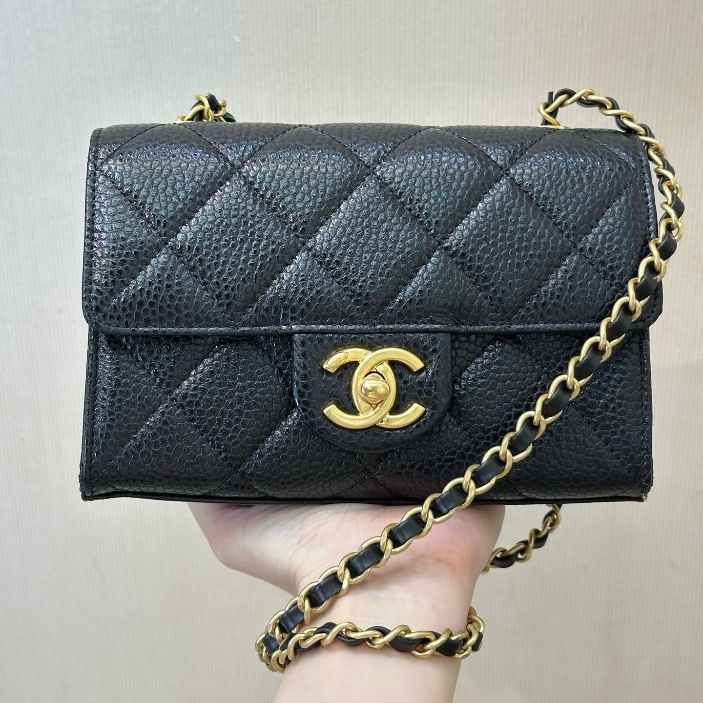 Chanel Mini Flap Bag in Grained Shiny Calfskin