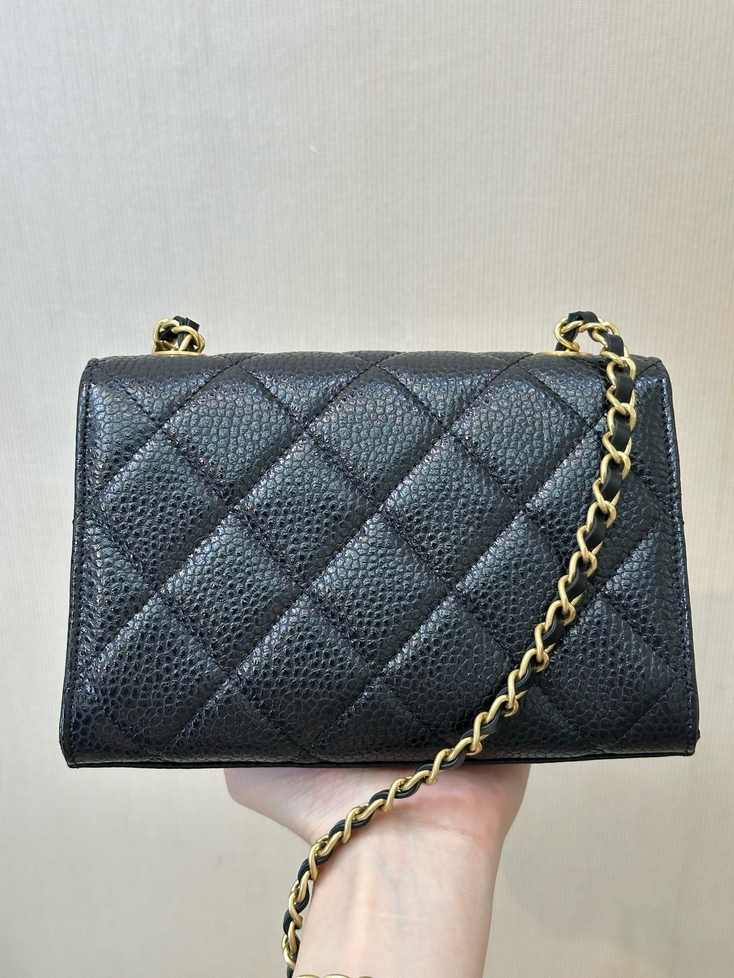 Chanel Mini Flap Bag in Grained Shiny Calfskin