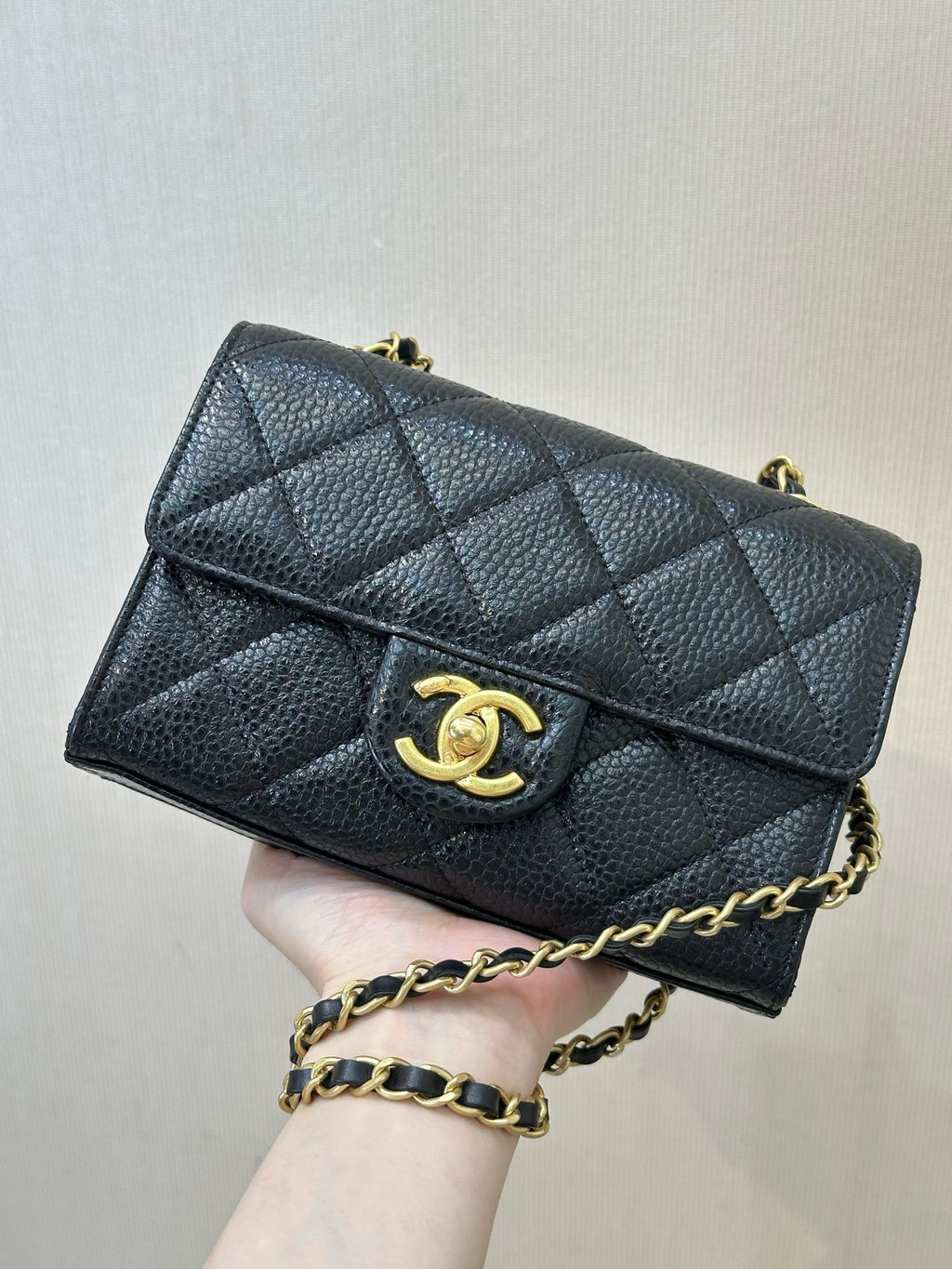 Chanel Mini Flap Bag in Grained Shiny Calfskin